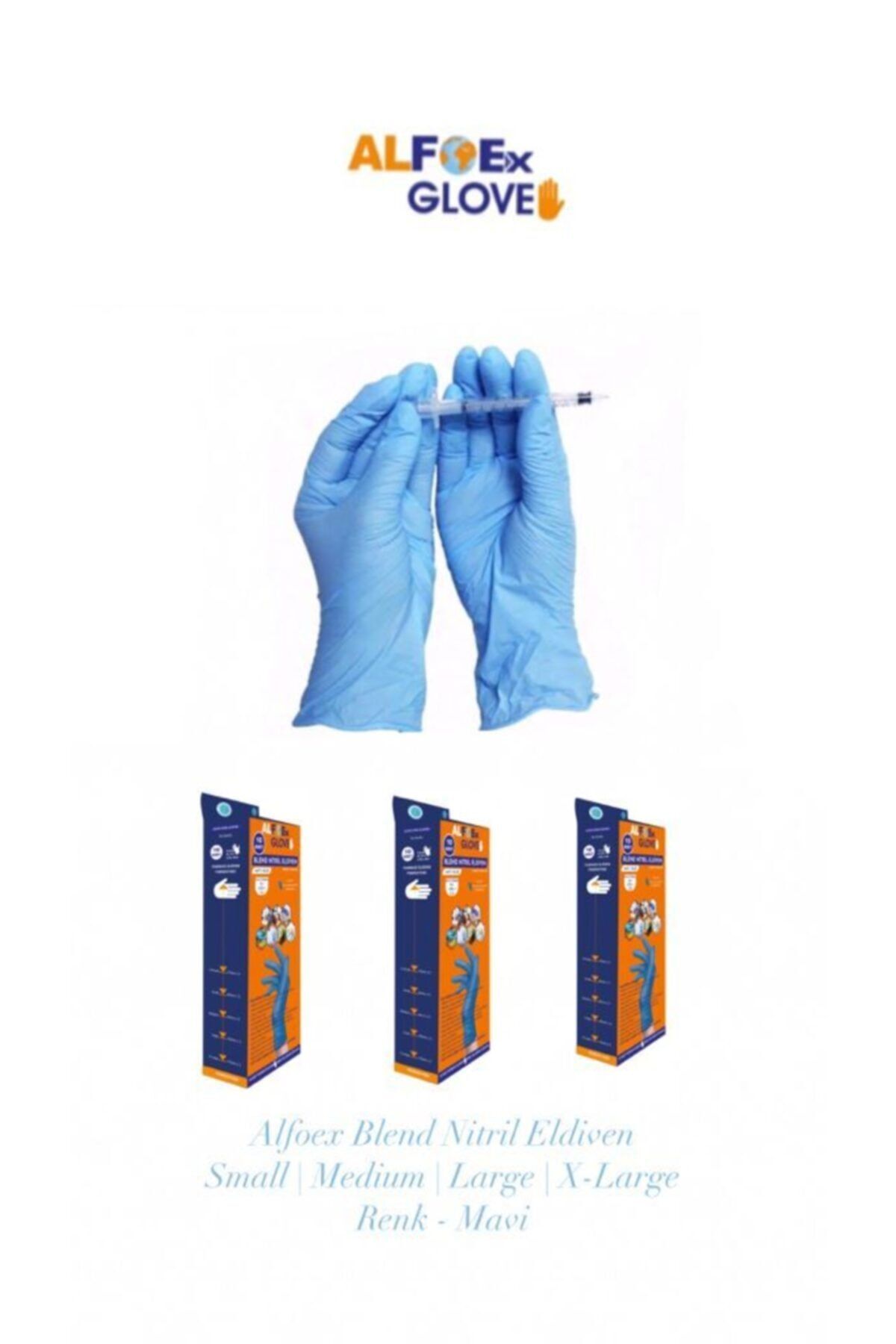 Alfoex Glove Nitril Pudrasız Blend Nitril Muayene Eldiveni S Beden 10'lu Ekonomik Paket