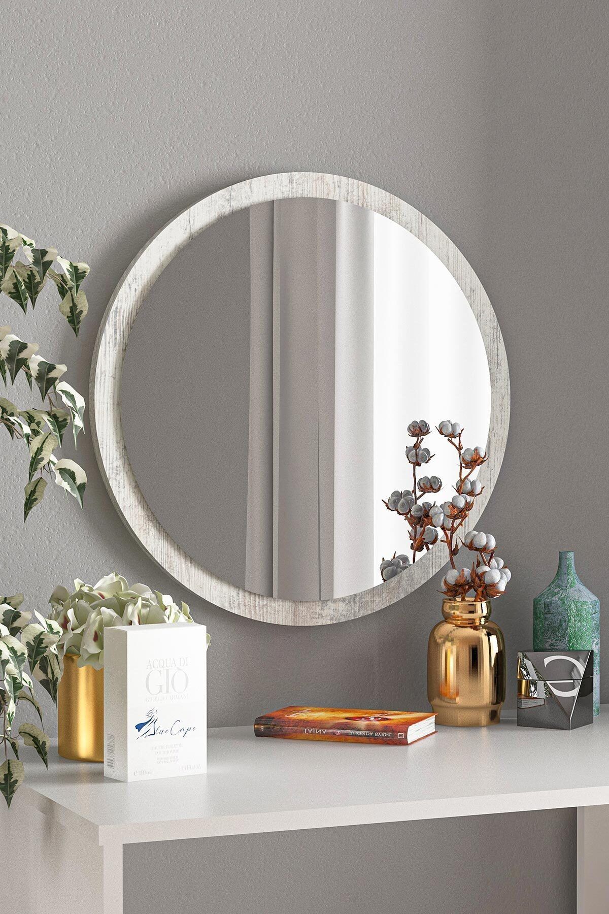 bluecape Yuvarlak Ayna 45 cm Kristal Dresuar Hol Koridor Duvar Salon Banyo Wc Ofis Çocuk Yatak Odası Boy