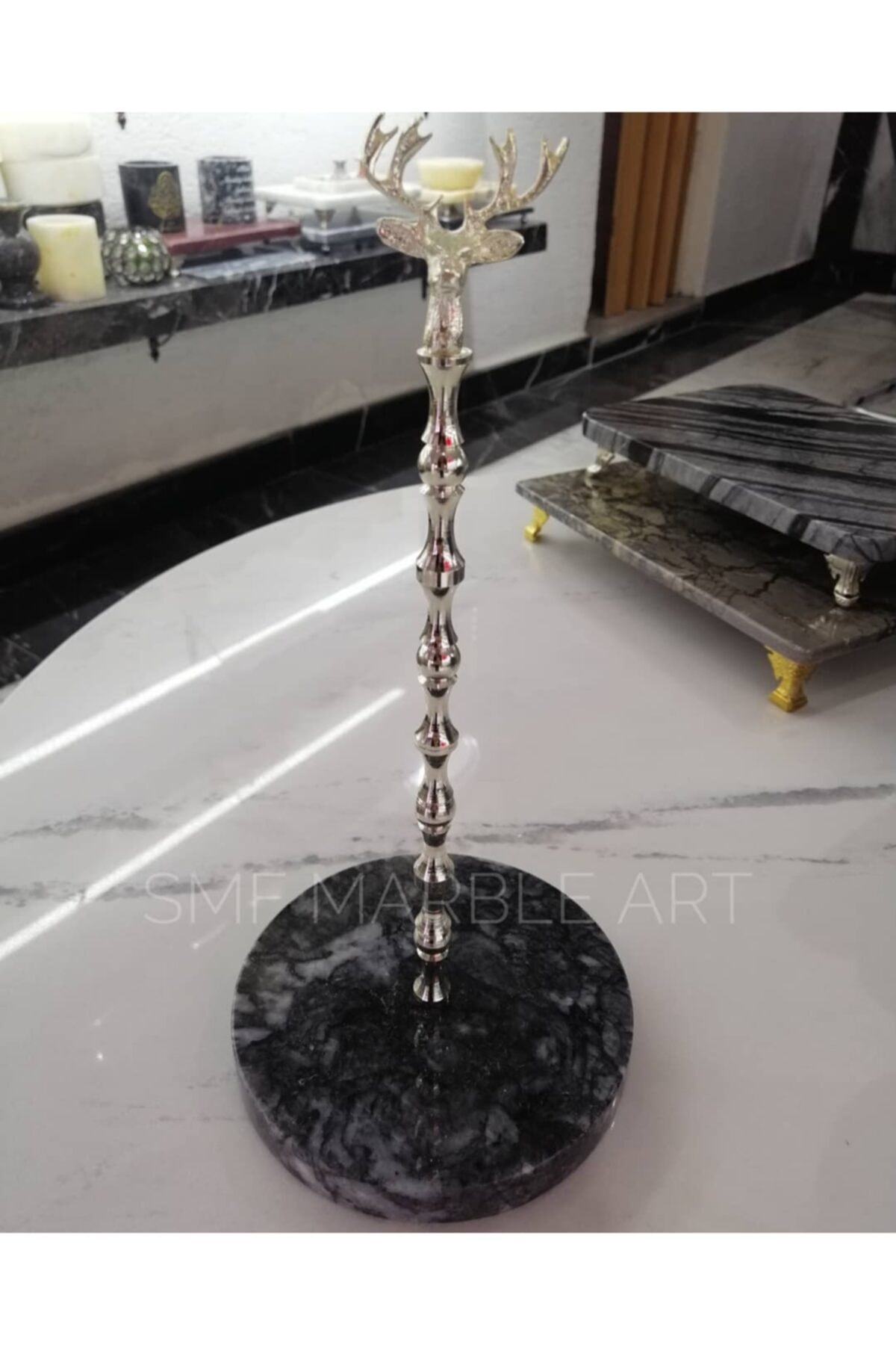 SMF MARBLE ART Doğal Füme Mermer Tabanlı Kağıt Havluluk