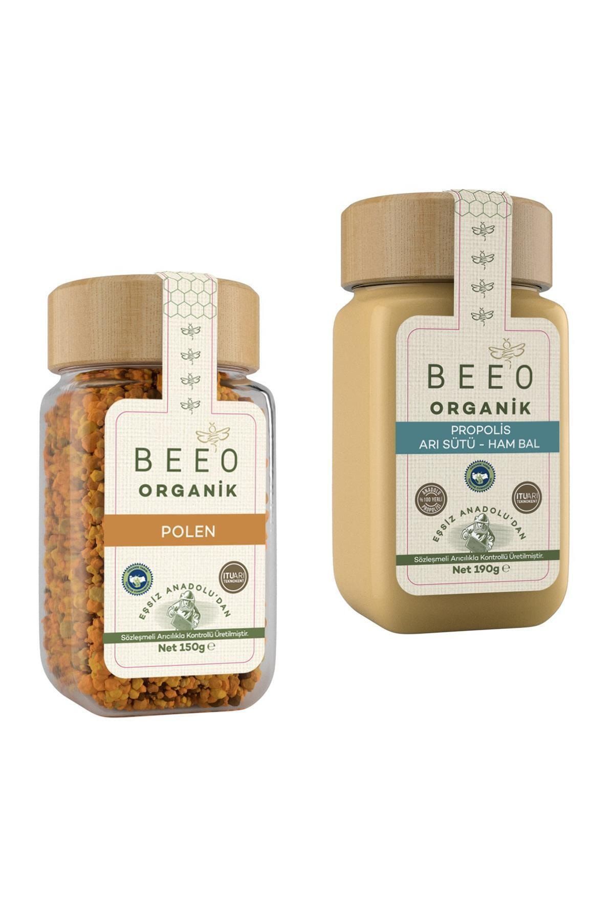 BEE'O Organik Propolis Arı Sütü Ham Bal 190 Gr - Organik Polen 150 Gr