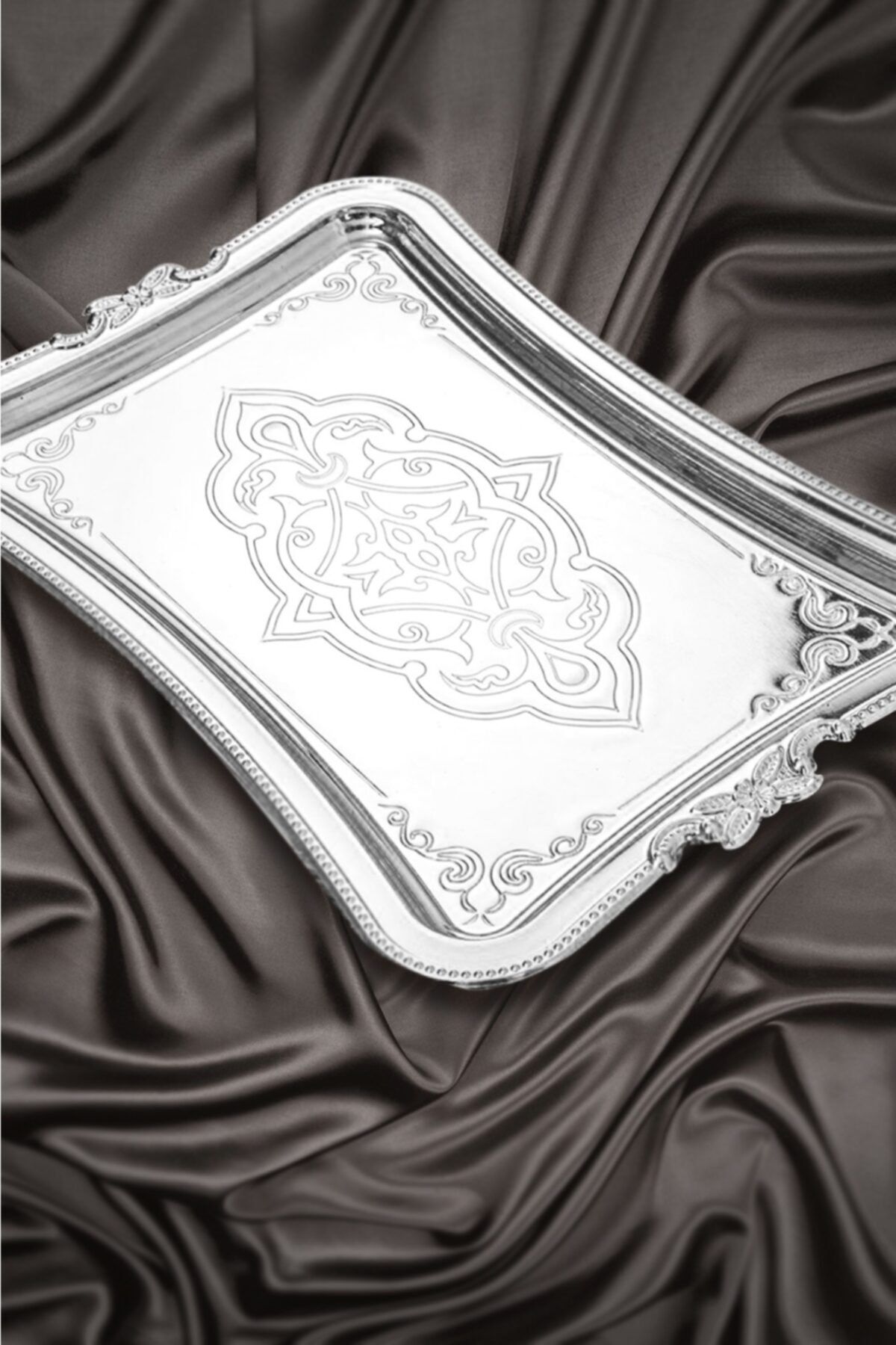 Glamour Home Beyt Life 2500g Metal Sunumluk Kahve Söz Tepsisi Gümüş