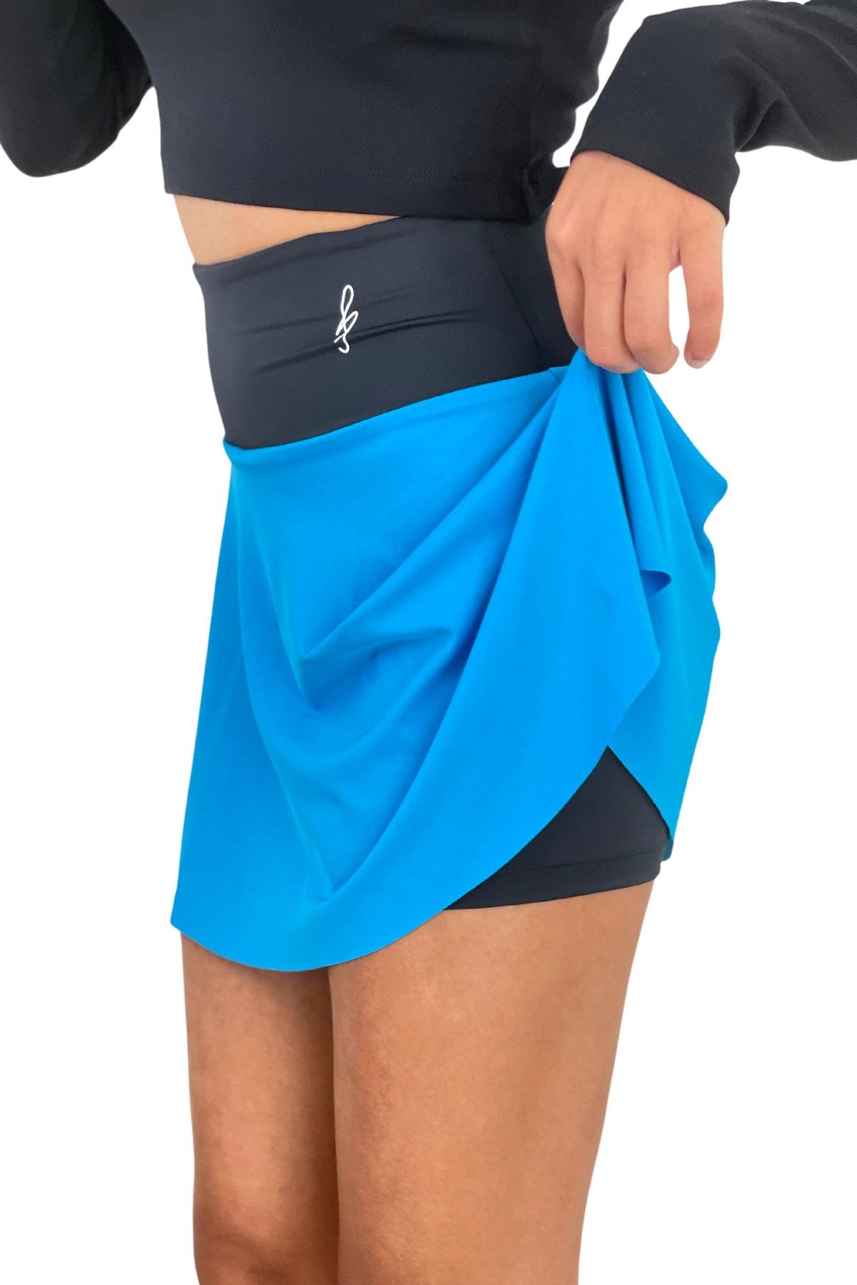 FITCLOCKS Kadın Mavi Volanlı Spor Ve Günlük Kullanım Tenis Şort Etek