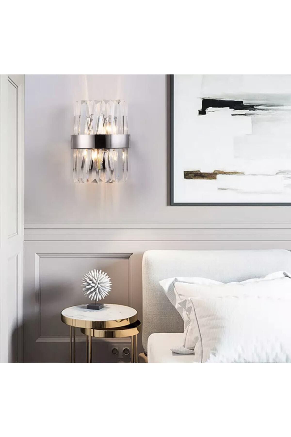 burenze Modern Luxury Kristal Taşlı Ledli Aplik Krom Concept Ürün