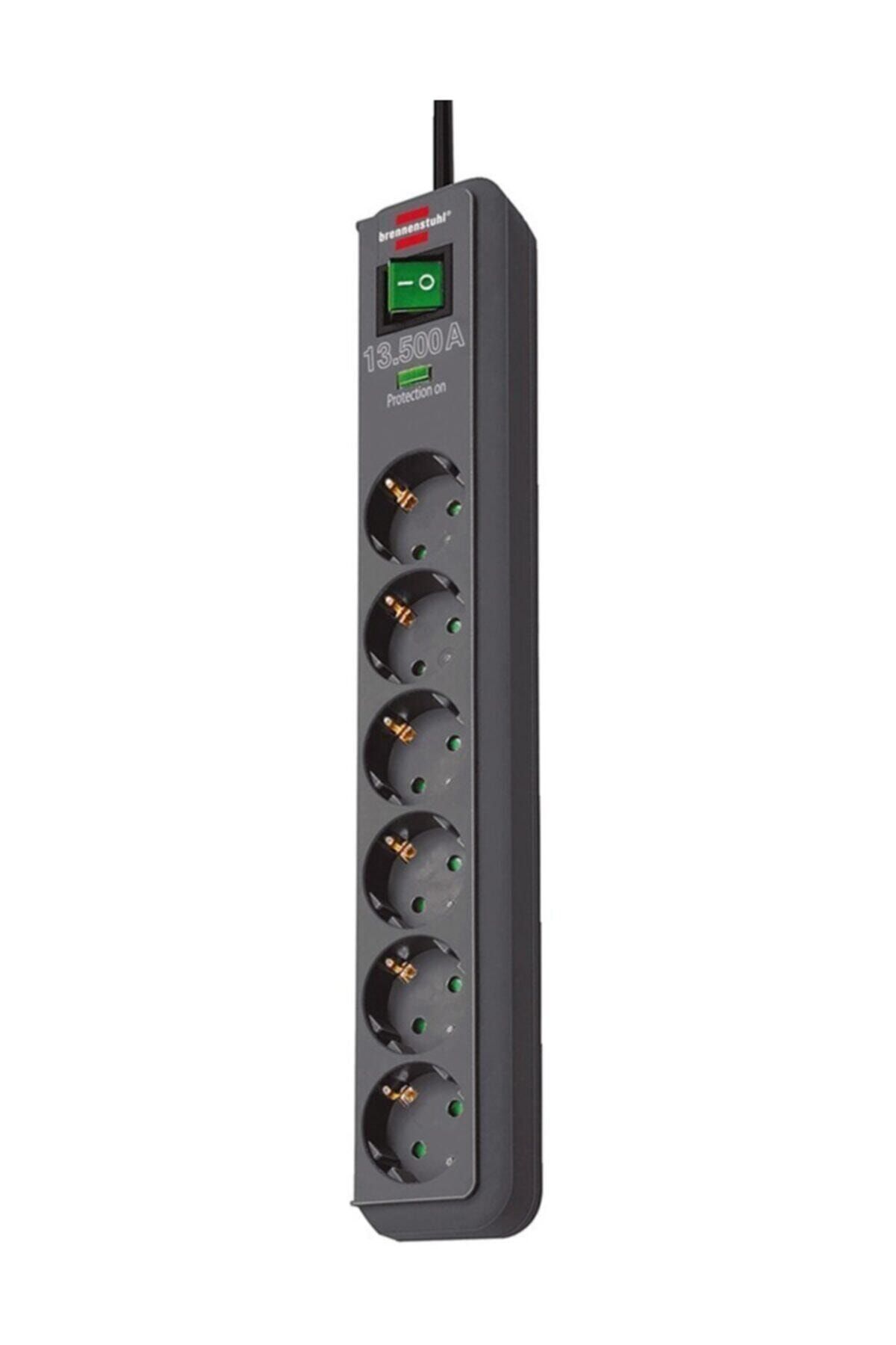 Brennenstuhl Eco Line Serisi 6 Soketli 1,5 Metre 13.500 Mah Akım Korumalı Uzatma Priz Antrasit