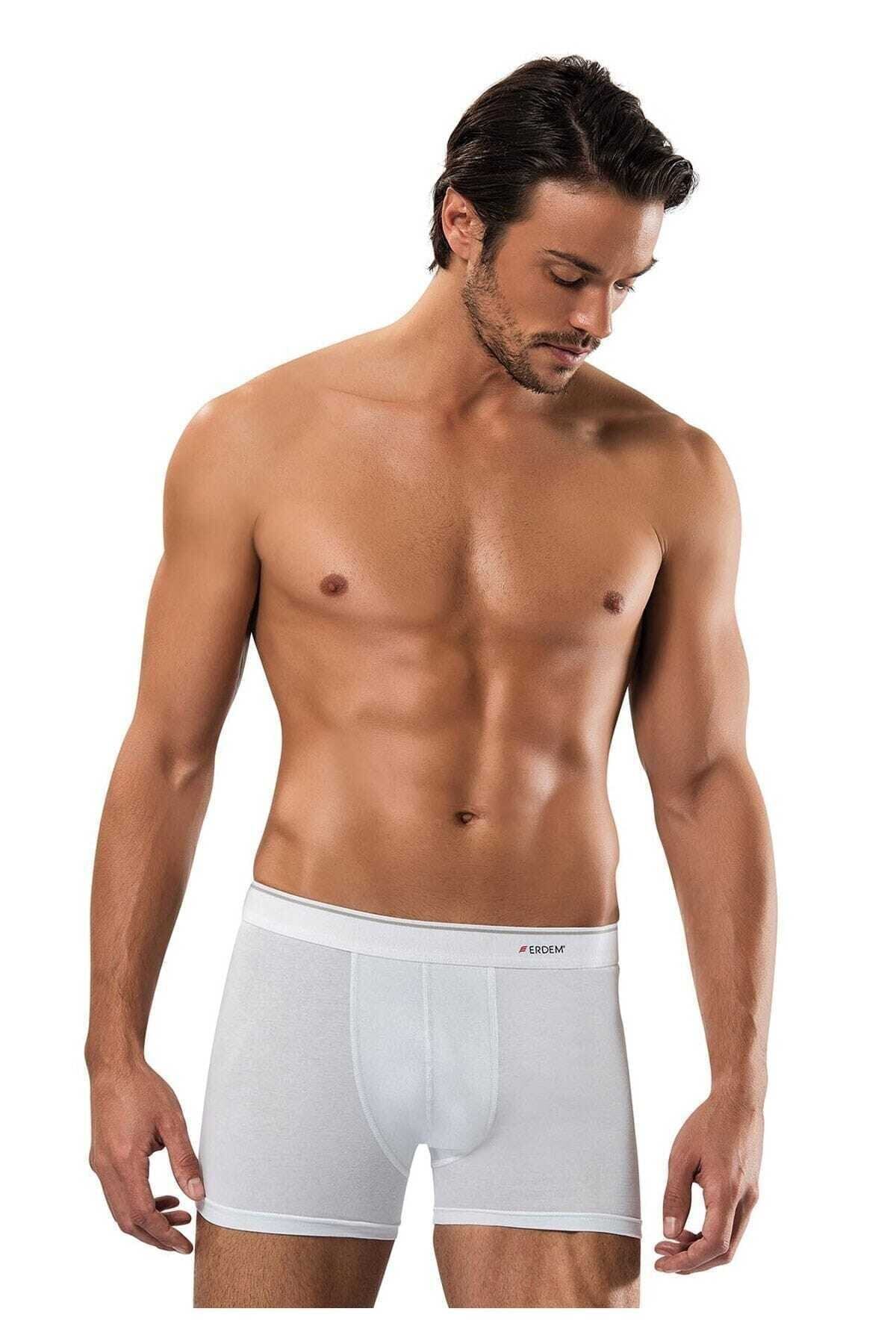 Erdem Erkek Boxer Likralı 3 Lü Beyaz Boxer