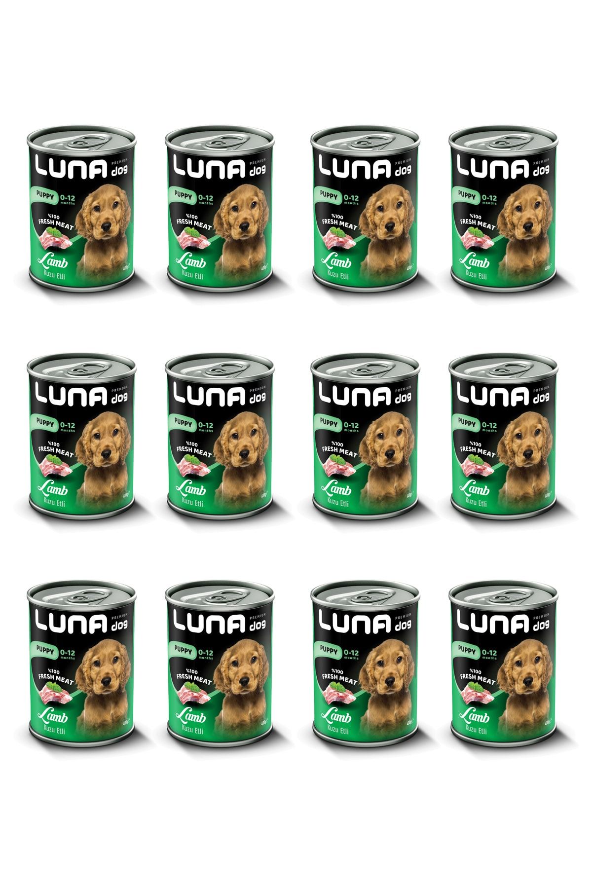 Luna Dog Kuzu Etli 400 Gr. Konserve Köpek Maması 12'li Premium Puppy 0-12 Ay Yavru Köpek Konserve Mama