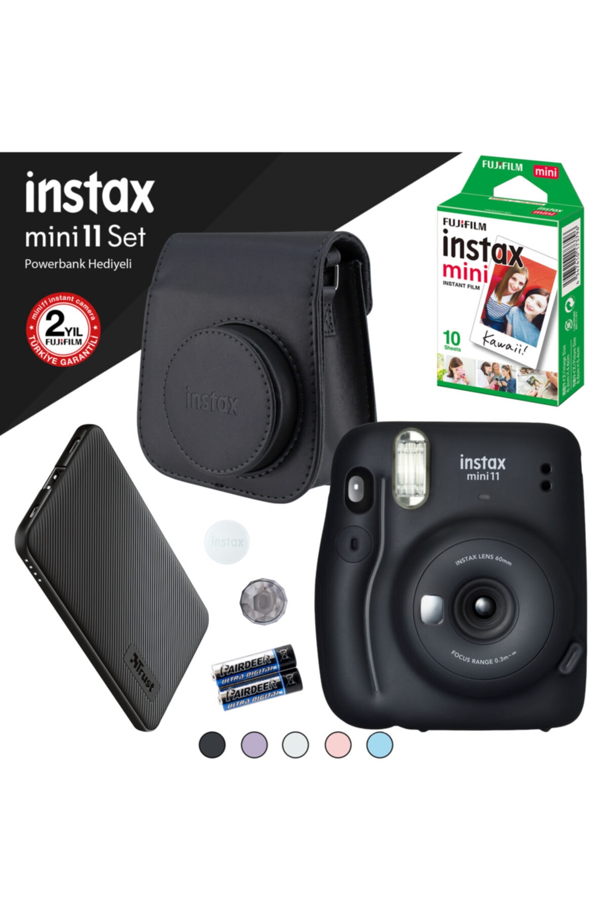 Fujifilm Instax Mini 11 Siyah Fotoğraf Makinesi Ve Powerbank Hediyeli Set 3