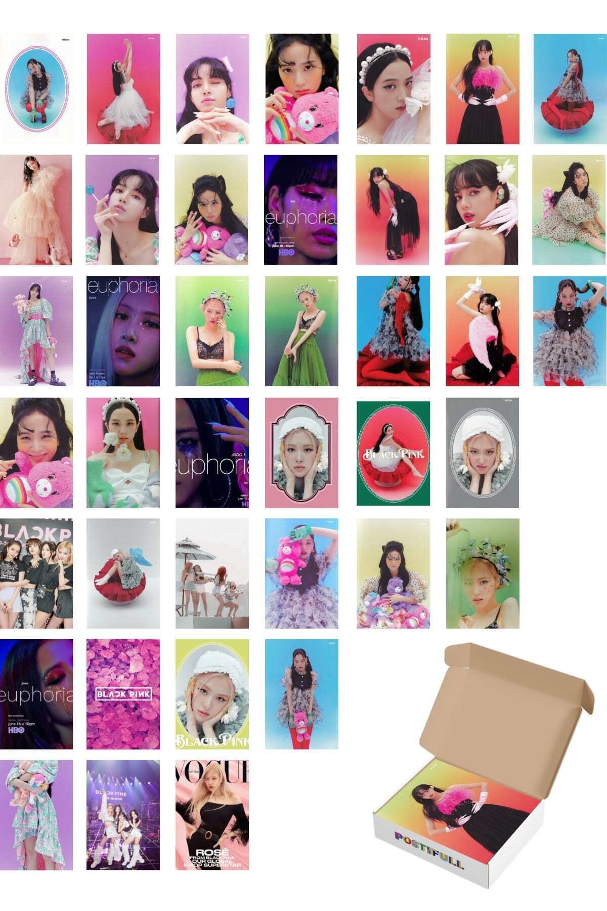 Postifull Blackpink Poster Seti -blink-lisa-jennie-jisoo-rose - 40 Adet - 10cm*14cm - Kuşe Kağıt - Kutulu Set