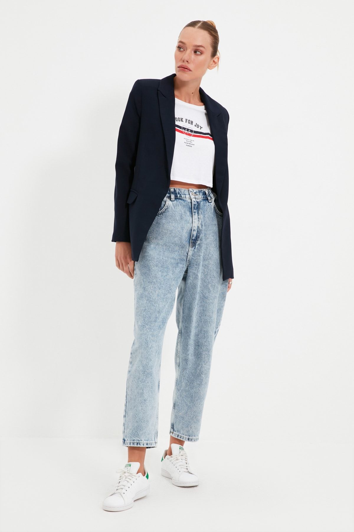TRENDYOLMİLLA Mavi Yüksek Bel Balloon Jeans TWOAW22JE1008