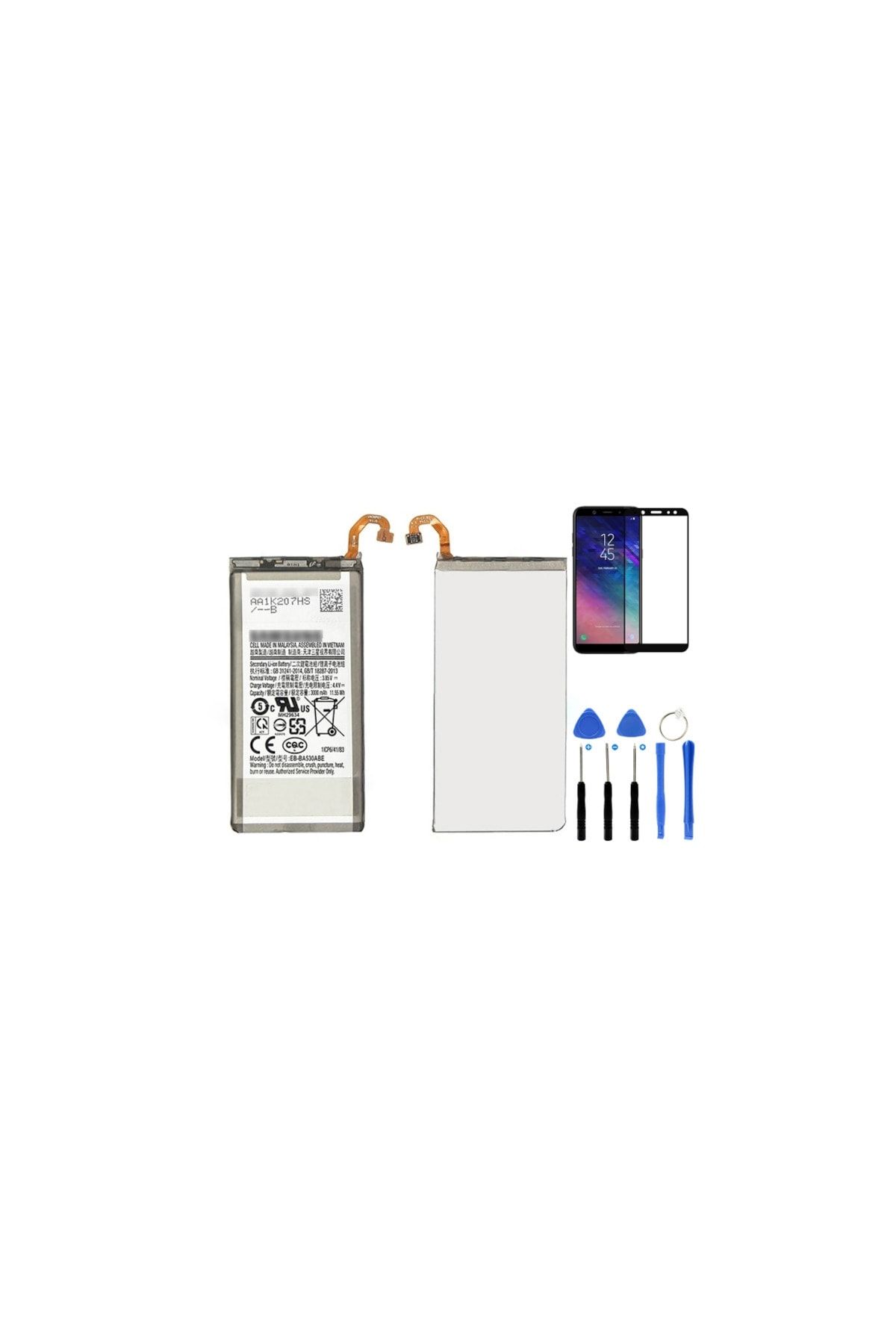 Samsung J8 J810 J810f Batarya Pil Kırılmaz Cam+Tamir Seti
