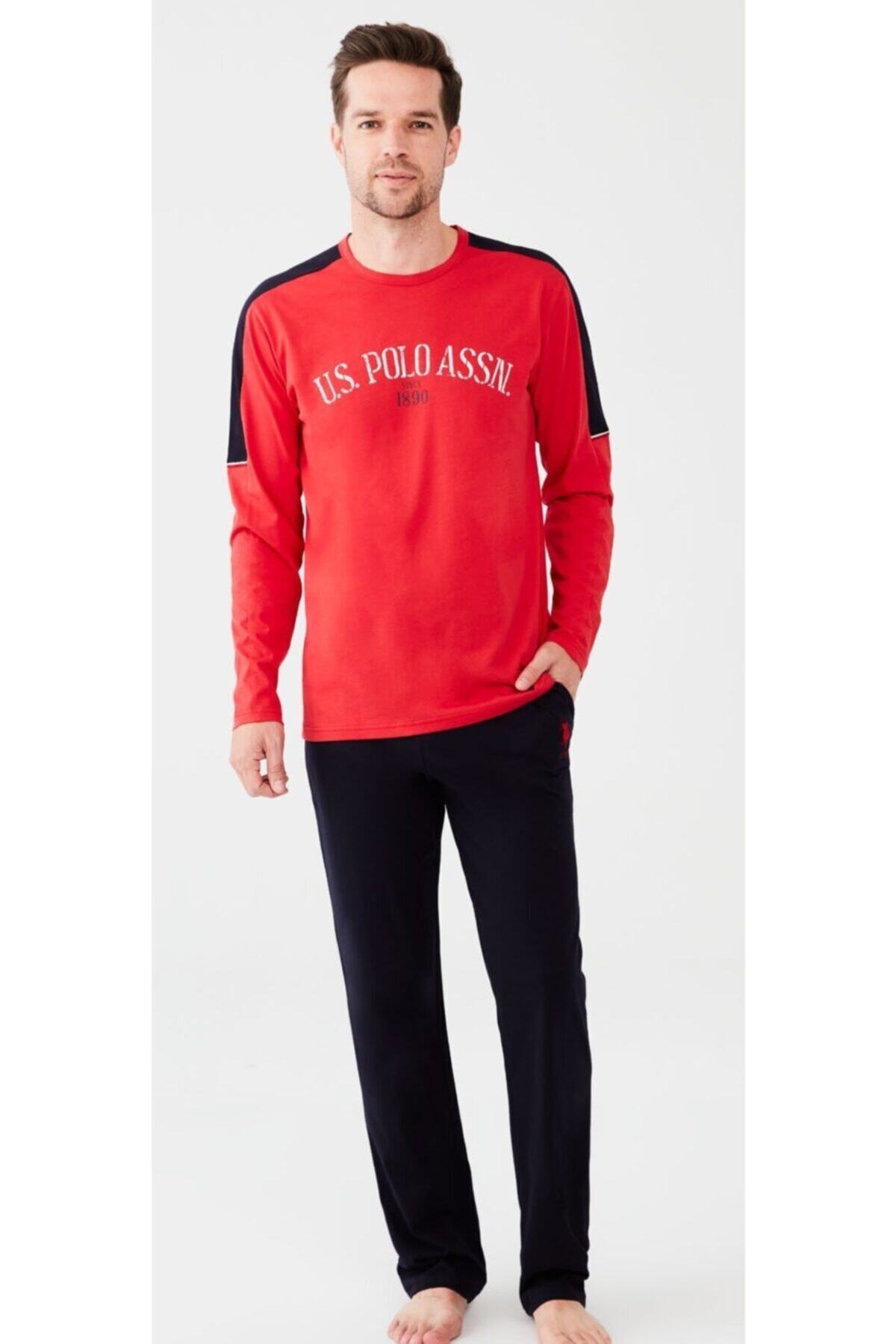 U.S. Polo Assn. U.s Polo Assn. 18502 Erkek Uzun Kollu Pijama Takımı-kırmızı