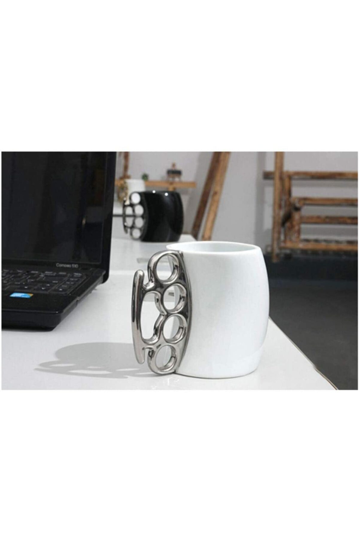 GEMRİL Muştalı 3d Mug Gümüş Muşta Tutacaklı Bardak Kahve Fincanı Hediyelik Bardak