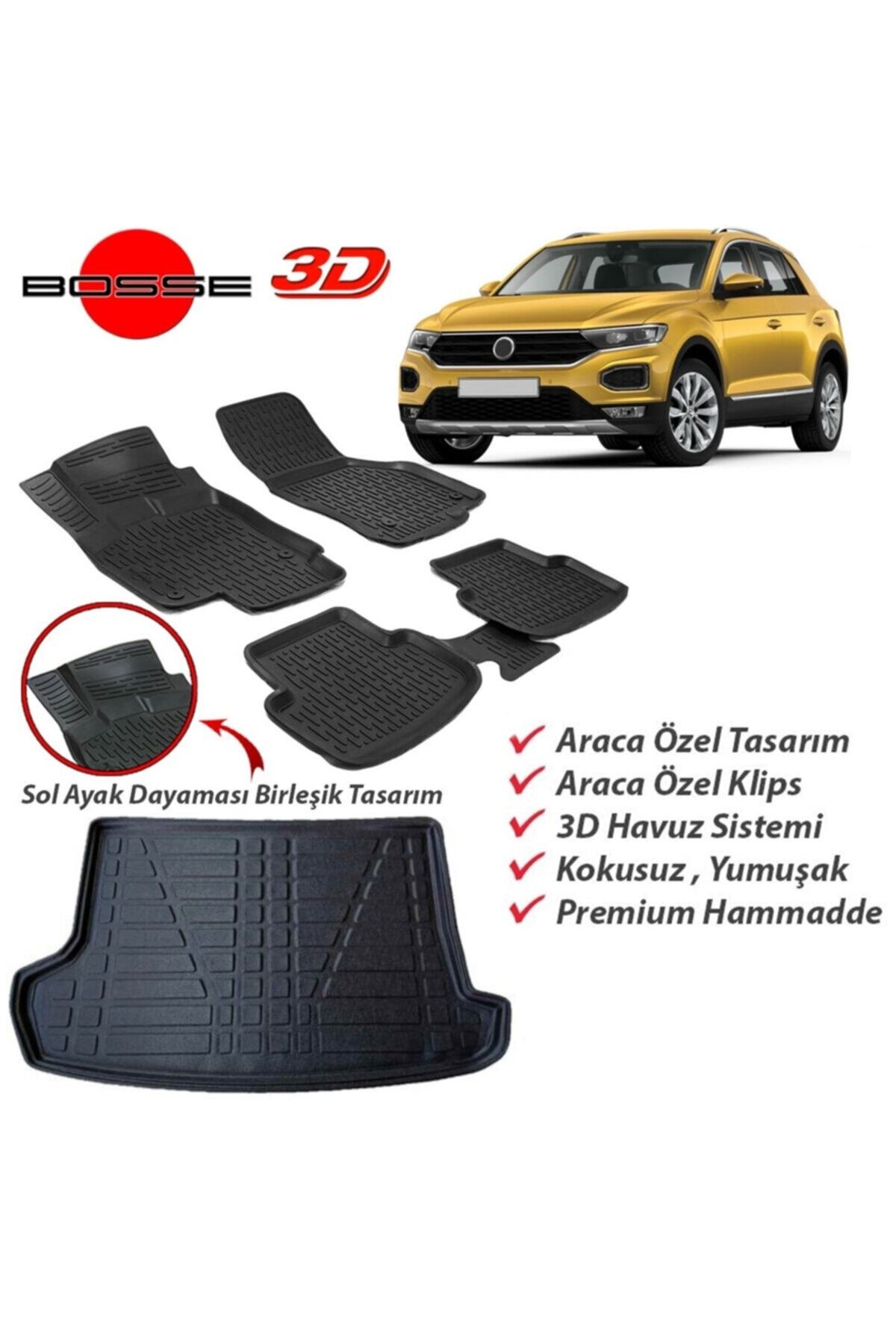 BOSSE Vw T-roc 3d Havuzlu Paspas + Bagaj Havuzu Seti (üst Bagaj) 2019 Sonrası