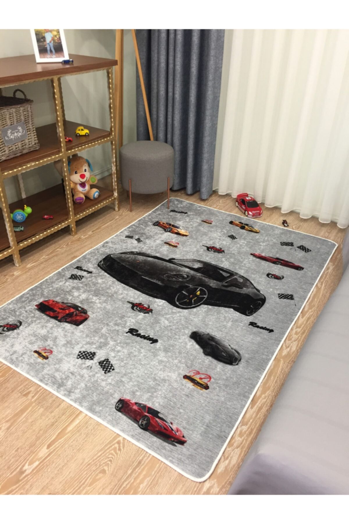 Brillant Araba Desen Lateks Kaymaz Taban Leke Tutmaz Çocuk Halı