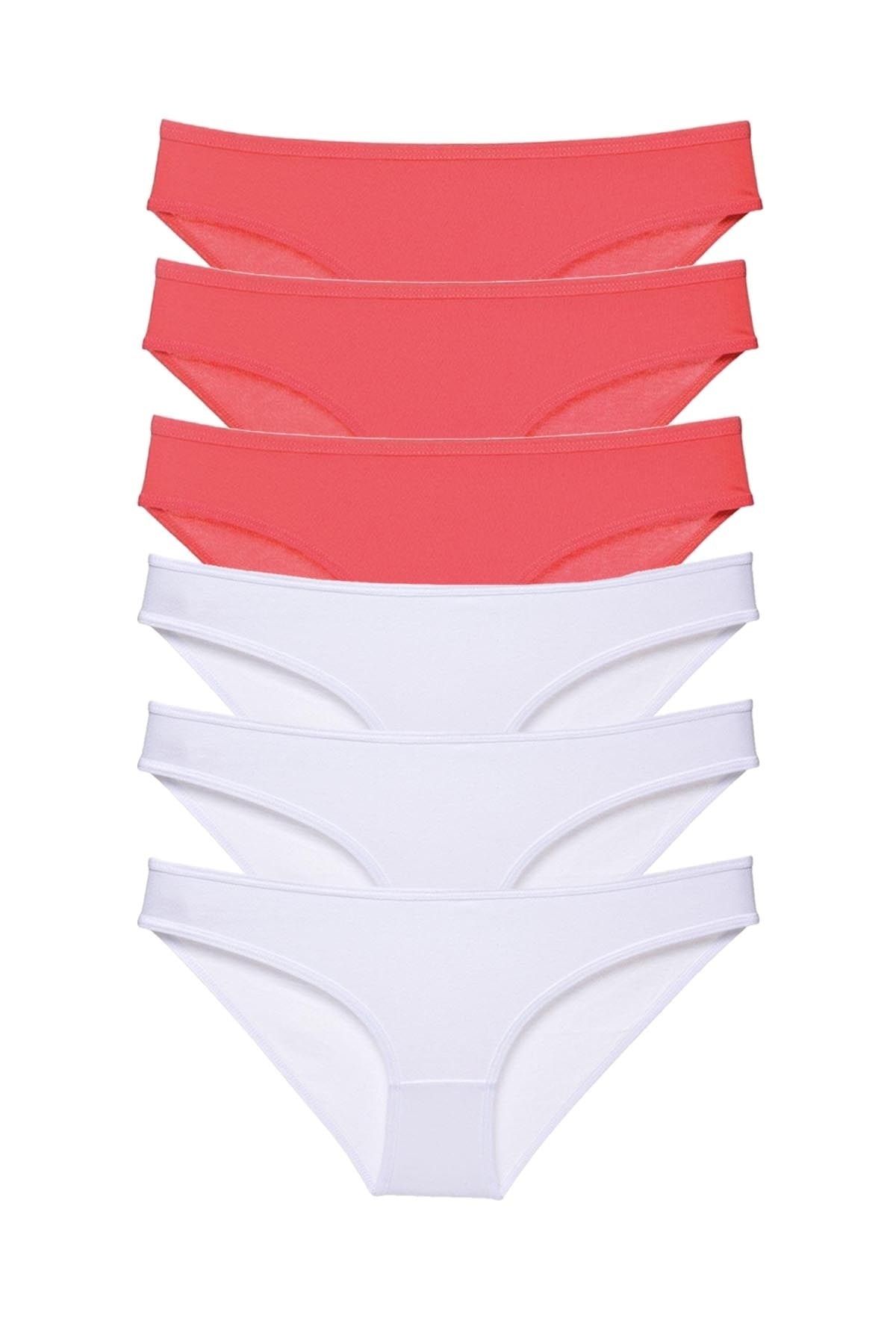 Royaleks 6 Adet Süper Eko Set Likralı Kadın Slip Külot Fuşya Beyaz