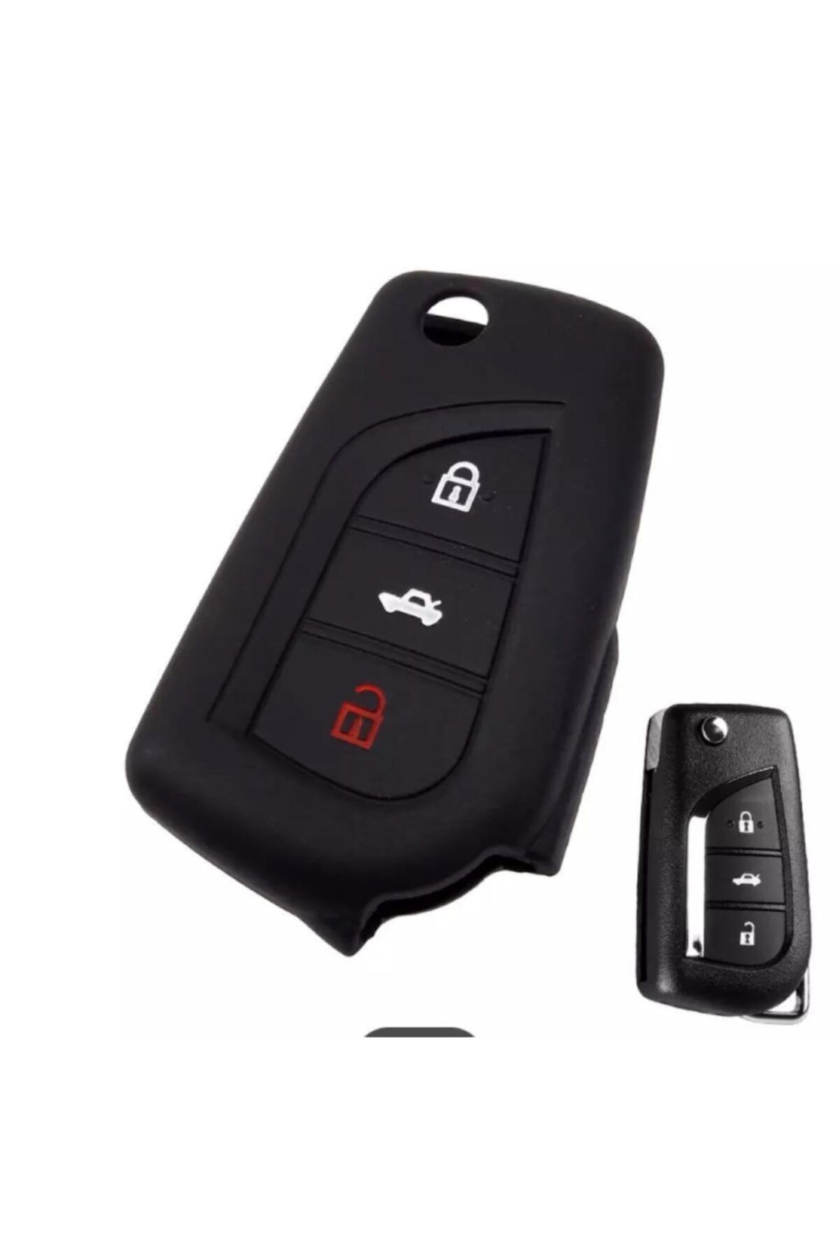 Toyota Corolla Auris Yaris Avensis Silikon Anahtar Koruma Kılıfı Siyah Renk