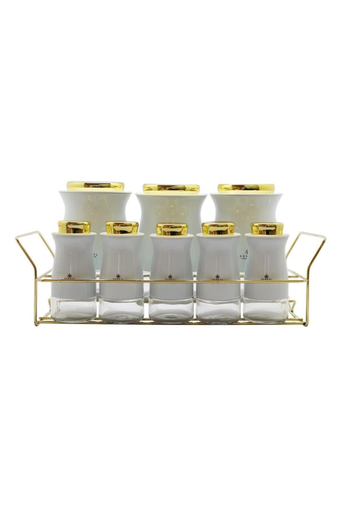 Sembol Standlı 8'li Baharat Takımı White Kıtchenart-65