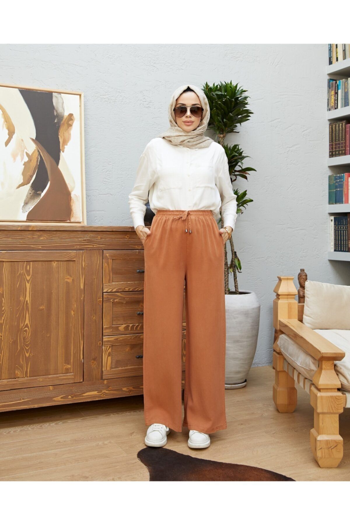 Neways Bel Lastikli Pantolon Taba 1105
