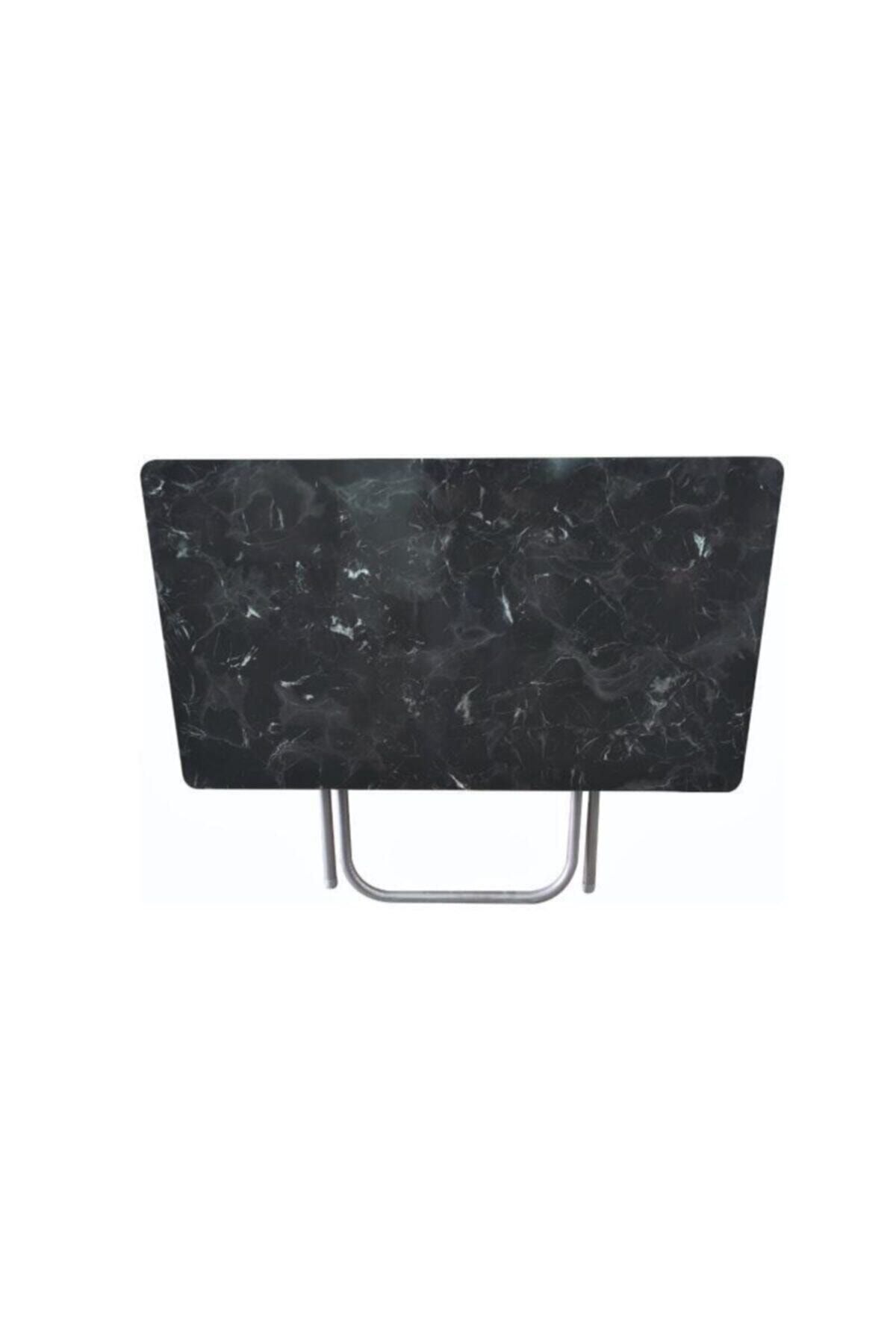 Akkaya Ticaret Katlanır Kırma Siyah Mermer Katlanabilir Masa 70x120