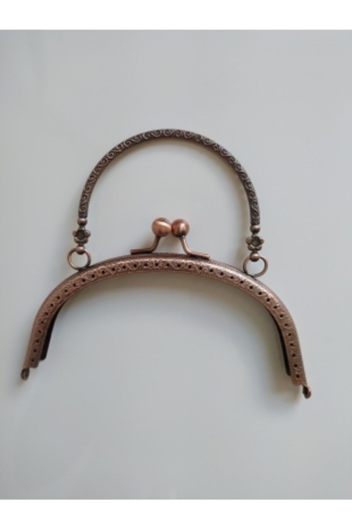 HyL Center Oval Çanta Bursu Inci Desenli Kulplu Bronz 16 Cm