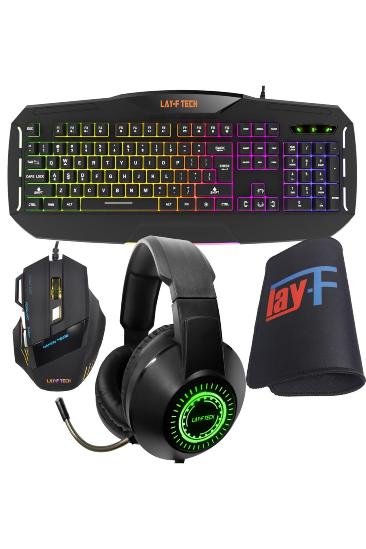 layftech Sc790-a868-h03 Oyuncu Klavye Mouse Kulaklık Mousepad,4'lü Gaming Set