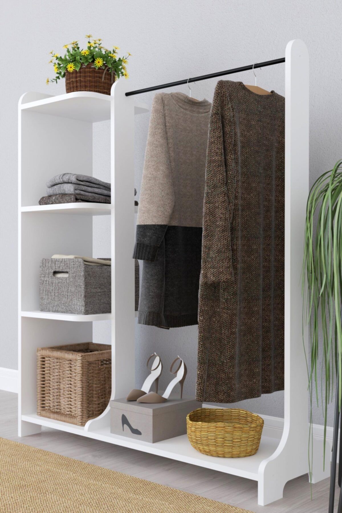 THE VİOLET Elegant Açık Elbise Askısı-elbise Dolabı -beyaz