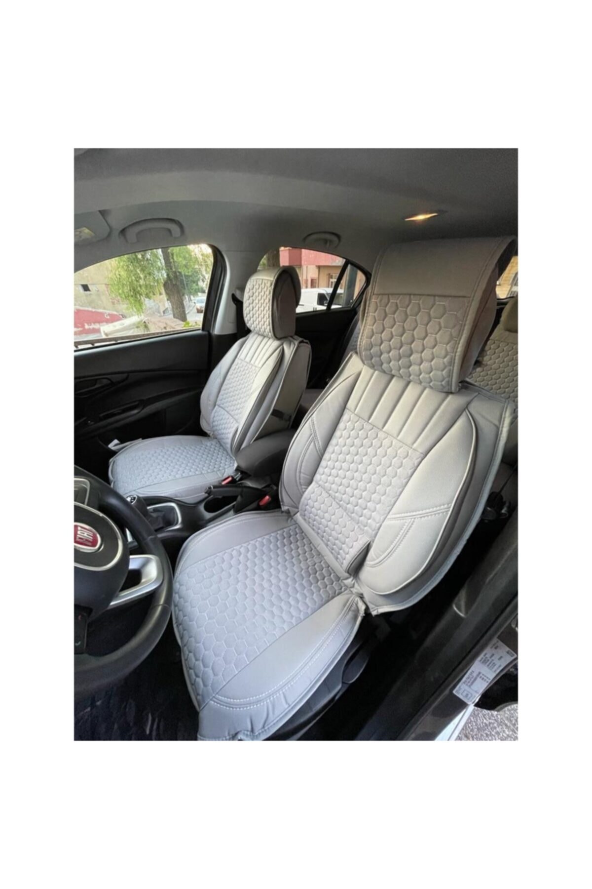 ÜRÜNBANA Fiat Bravo Lüks Deri Oto Koltuk Kılıfı Ön/arka Set Gri
