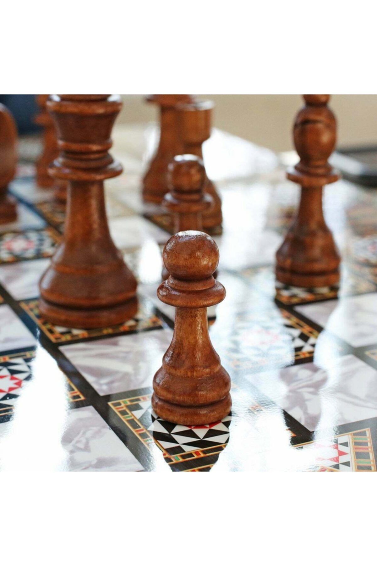 megame Sedef Desen Satranç Ahşap Satranç Sedefli Satranç Lüx Satranç Takımı