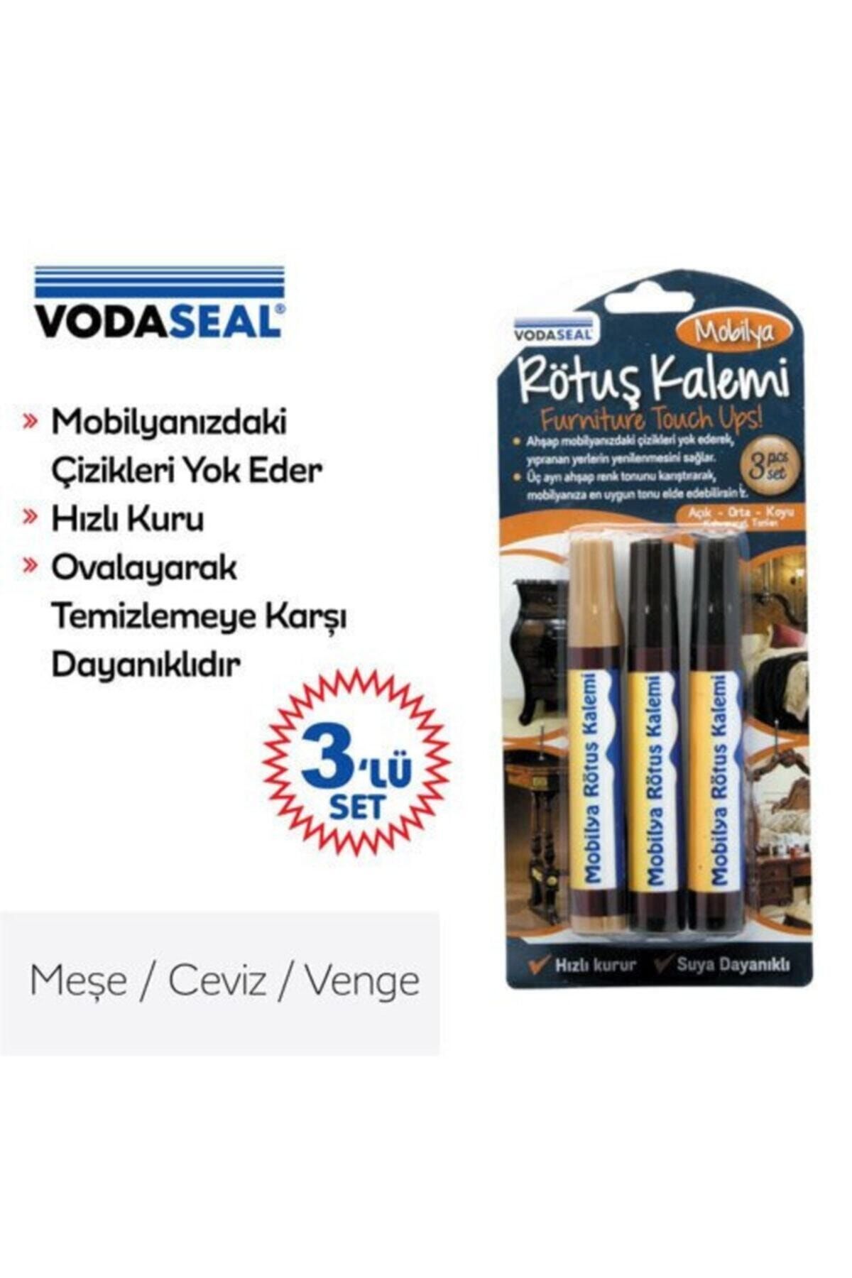 Vodaseal Mobilya Rötuş Kalemi 3lü Set