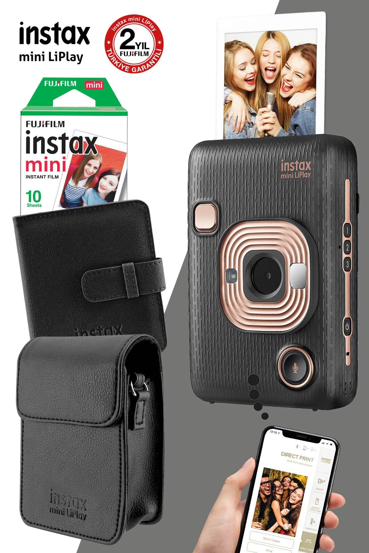 Fujifilm Instax Mini Liplay Hybrid Elegant Black Fotoğraf Makinesi Hediye Seti 2