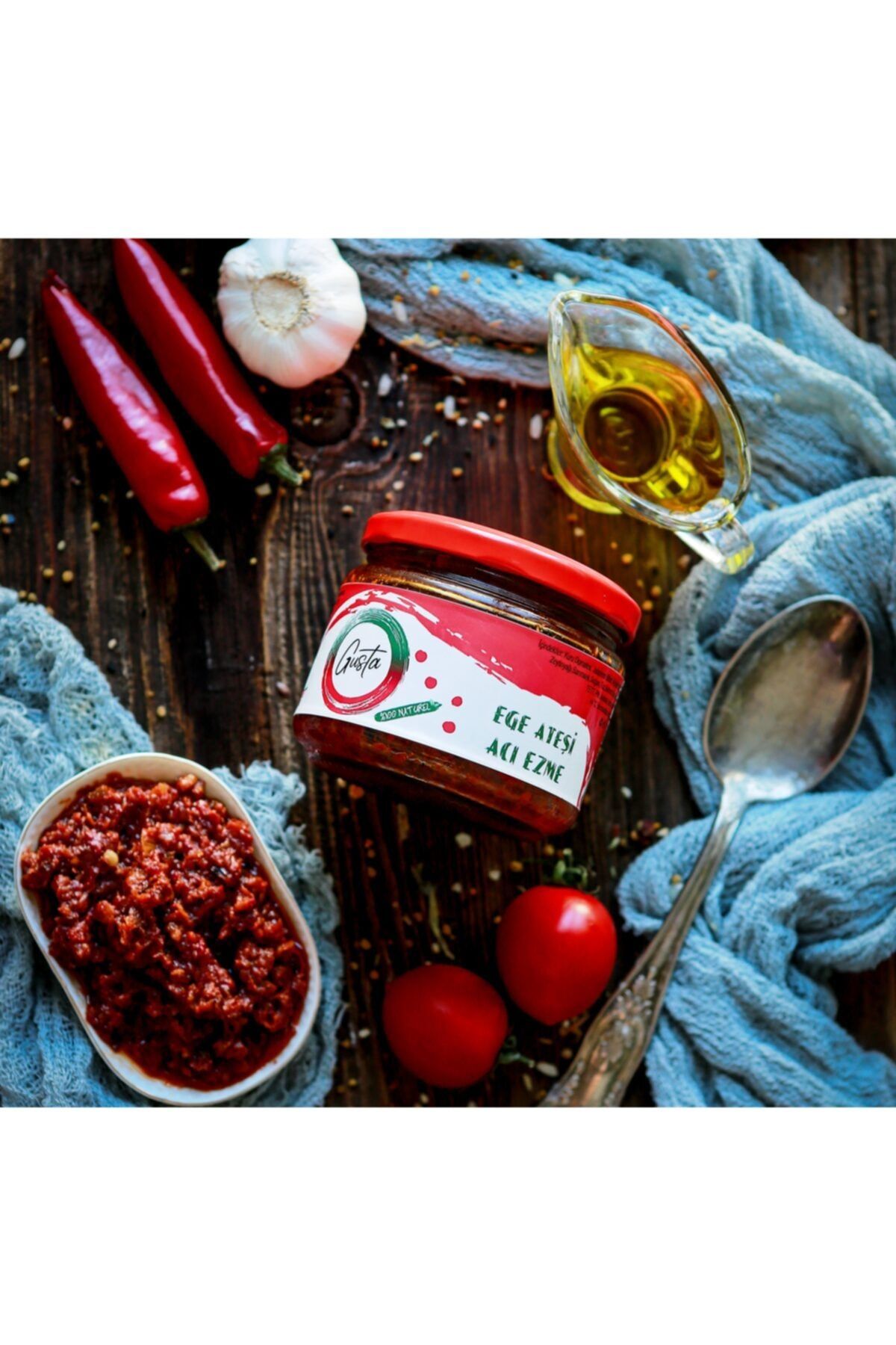Gusta - Gurme - Ege Ateşi Acı Ezme (KURU DOMATESLİ)(MEZE)300cc