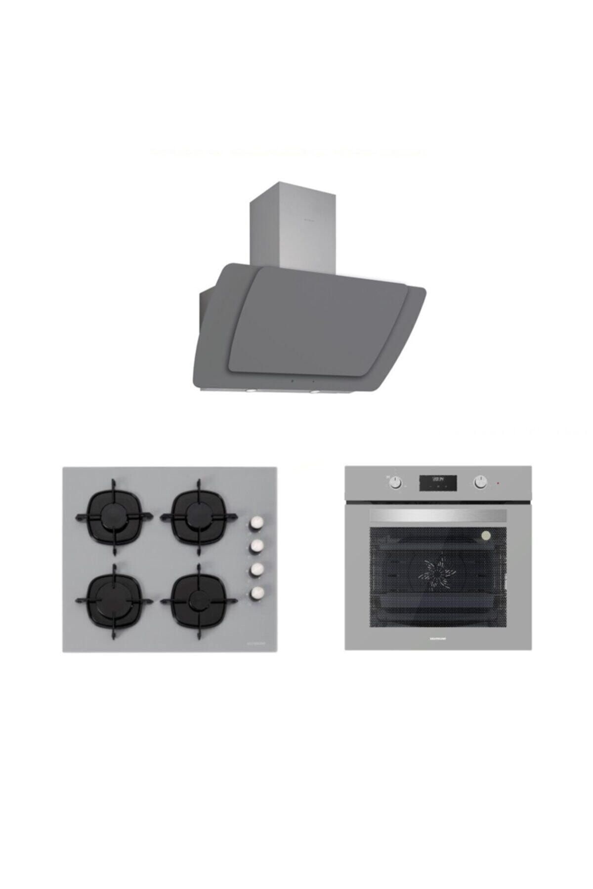 Silverline Gri Cam Ankastre Set (3373 Misto 60+cs5335s01+bo6502s02)