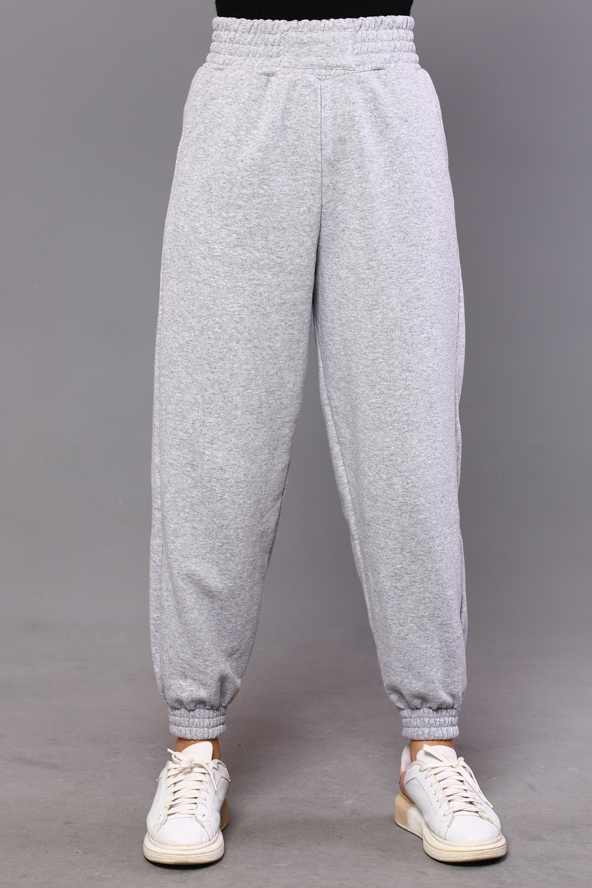 nurneva Yüksek Bel Eşofman Altı Gri