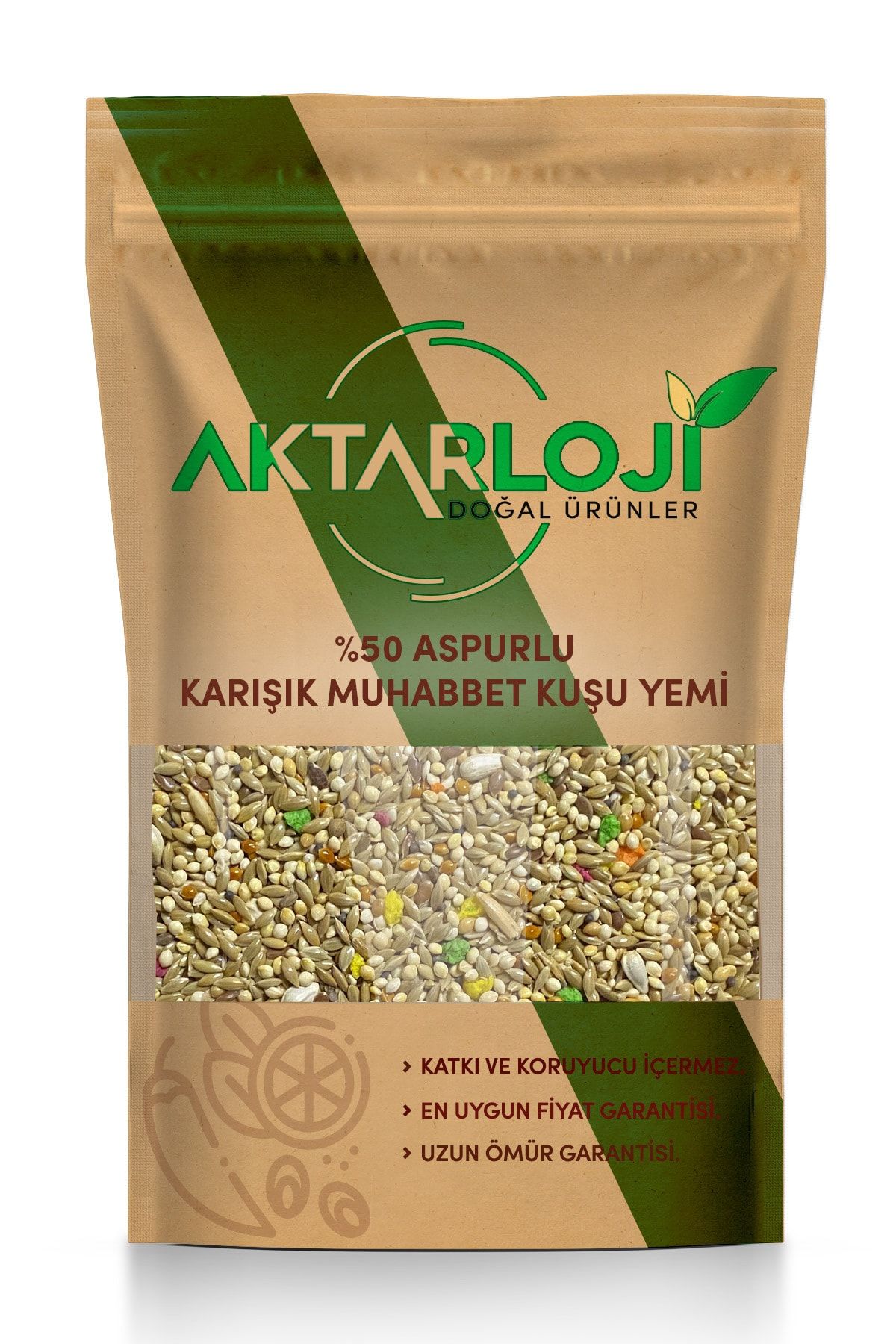 aktarloji %50 Aspurlu Karışık Muhabbet Kuşu / Papağan Yemi 5 Kg