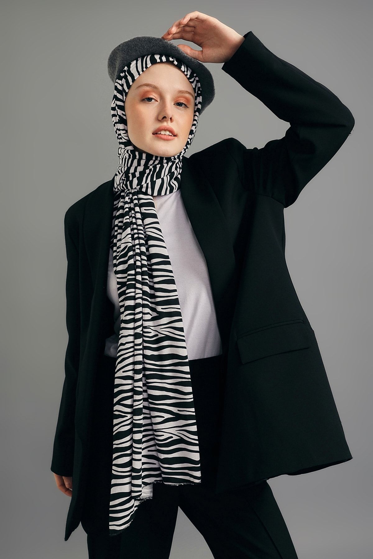 mirach Zebra Kalın Kışlık Penye Şal