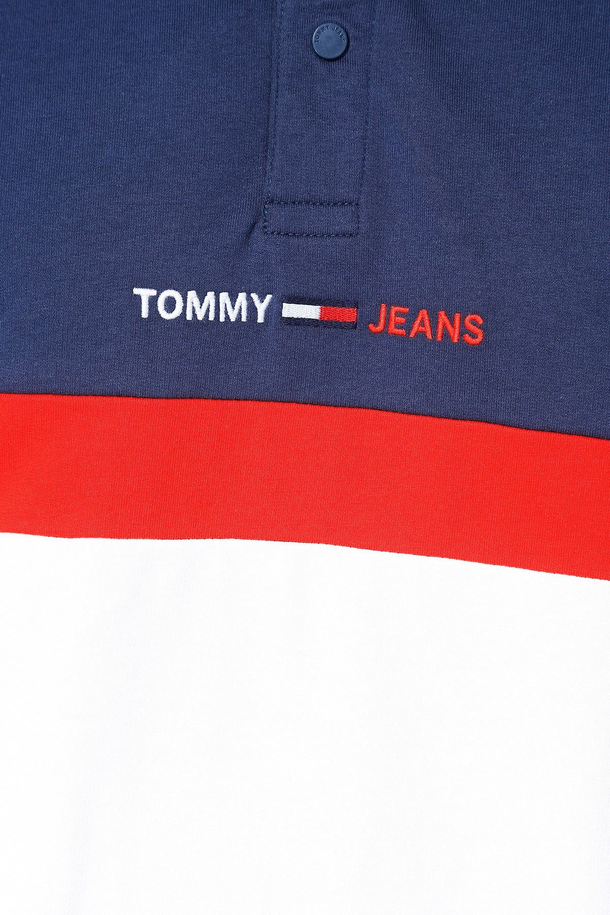 Tommy Jeans DM0DM10918C87 Polo Yaka Regular Fit Düz Mavi Erkek Polo T-Shirt