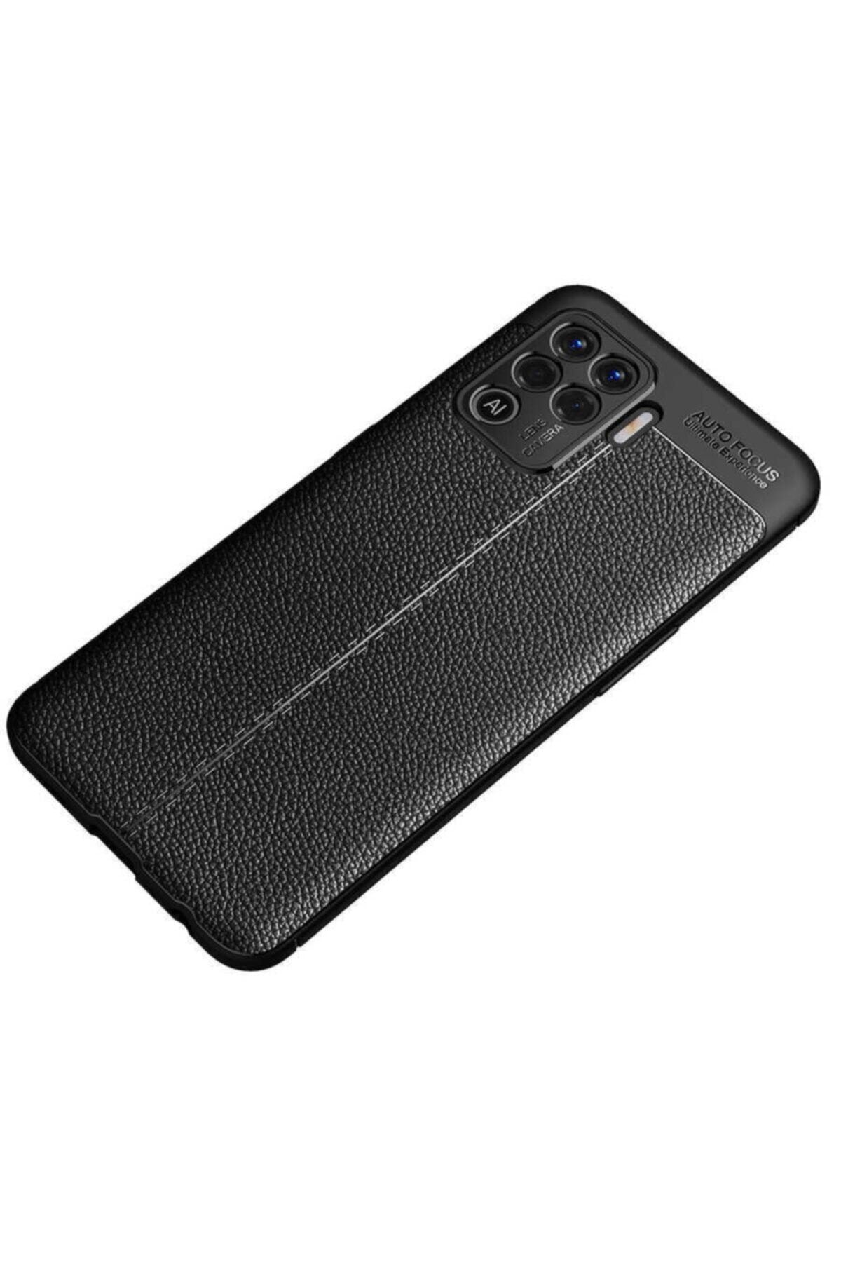 OPPO Fibaks Reno 5 Lite Uyumlu  Kılıf Rugan Armor Deri Görünümlü Kamera Korumalı Silikon