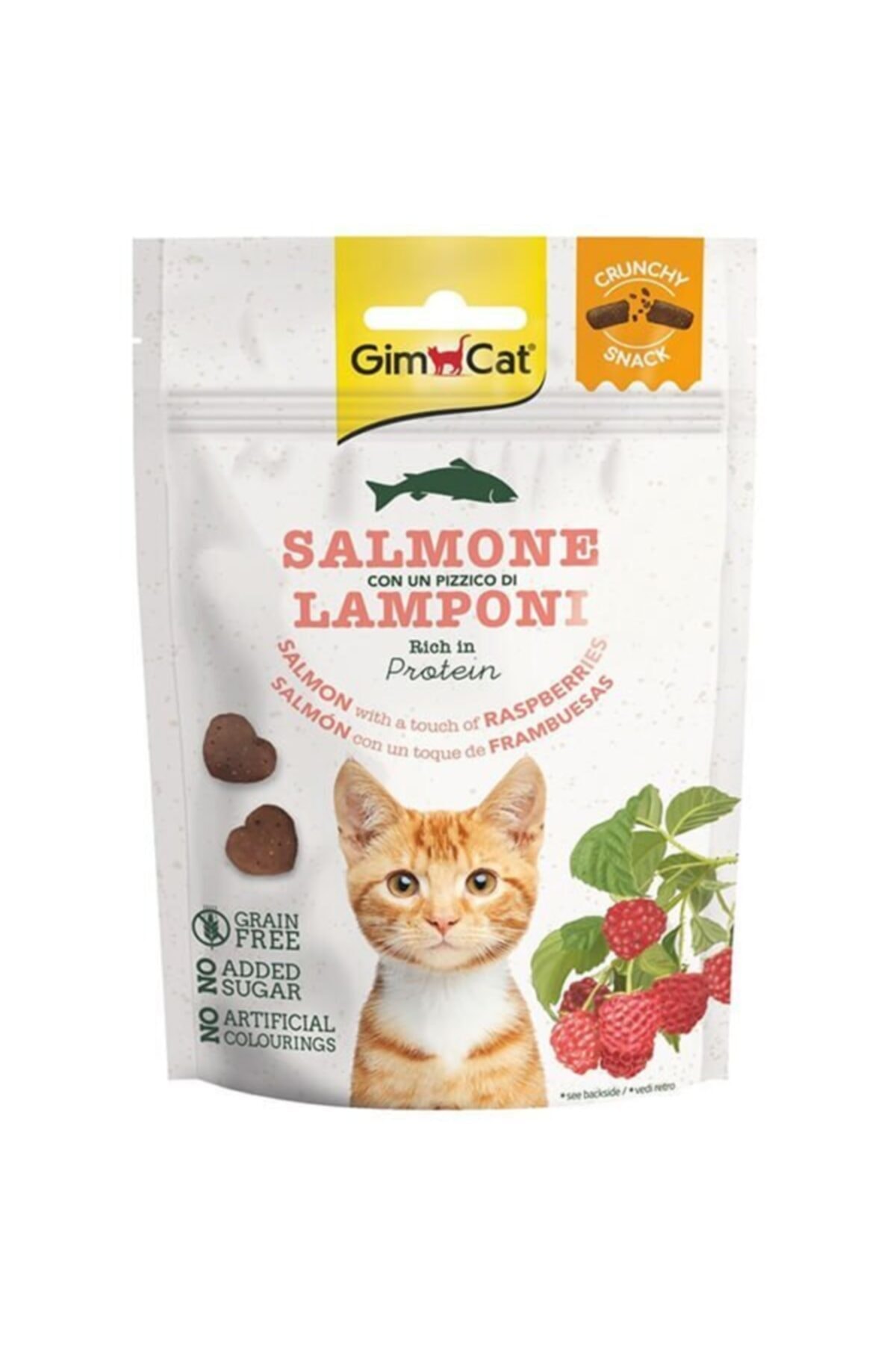 Gimcat Tahılsız Somon ve Ahududulu Atıştırmalık Kedi Ödül Bisküvisi 50 gr