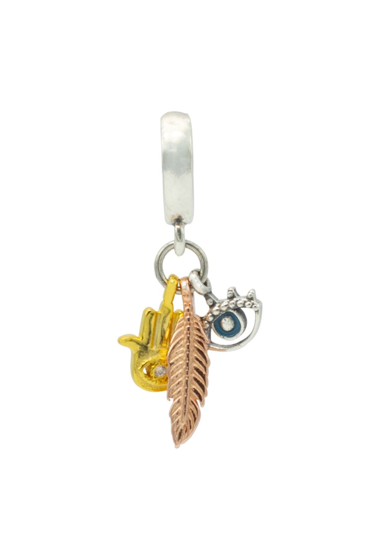 Nur Silver Göz Yaprak Fatma Ana Eli Charm