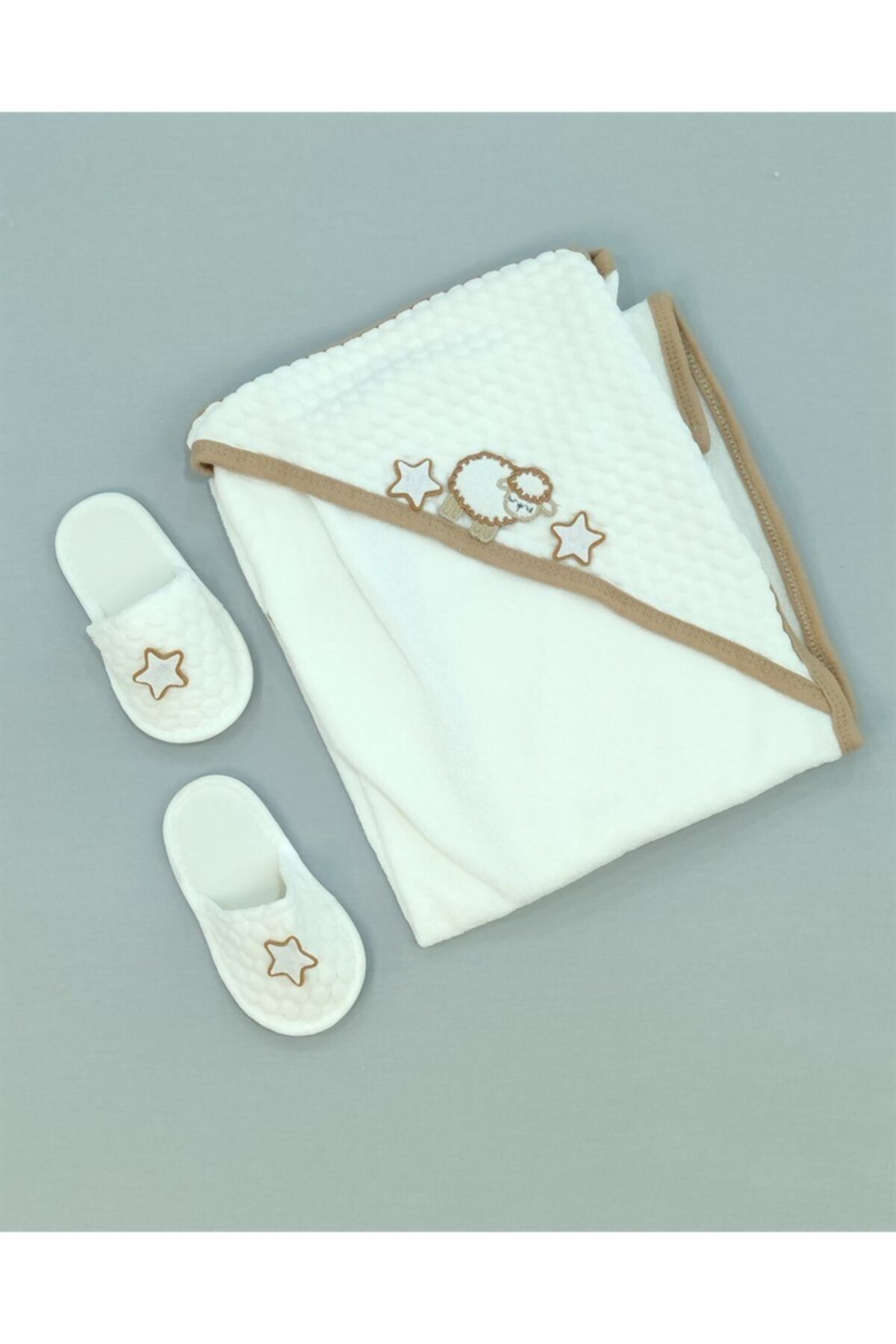 minicombin Lüks Baby Bornoz+terlik Set Kahve