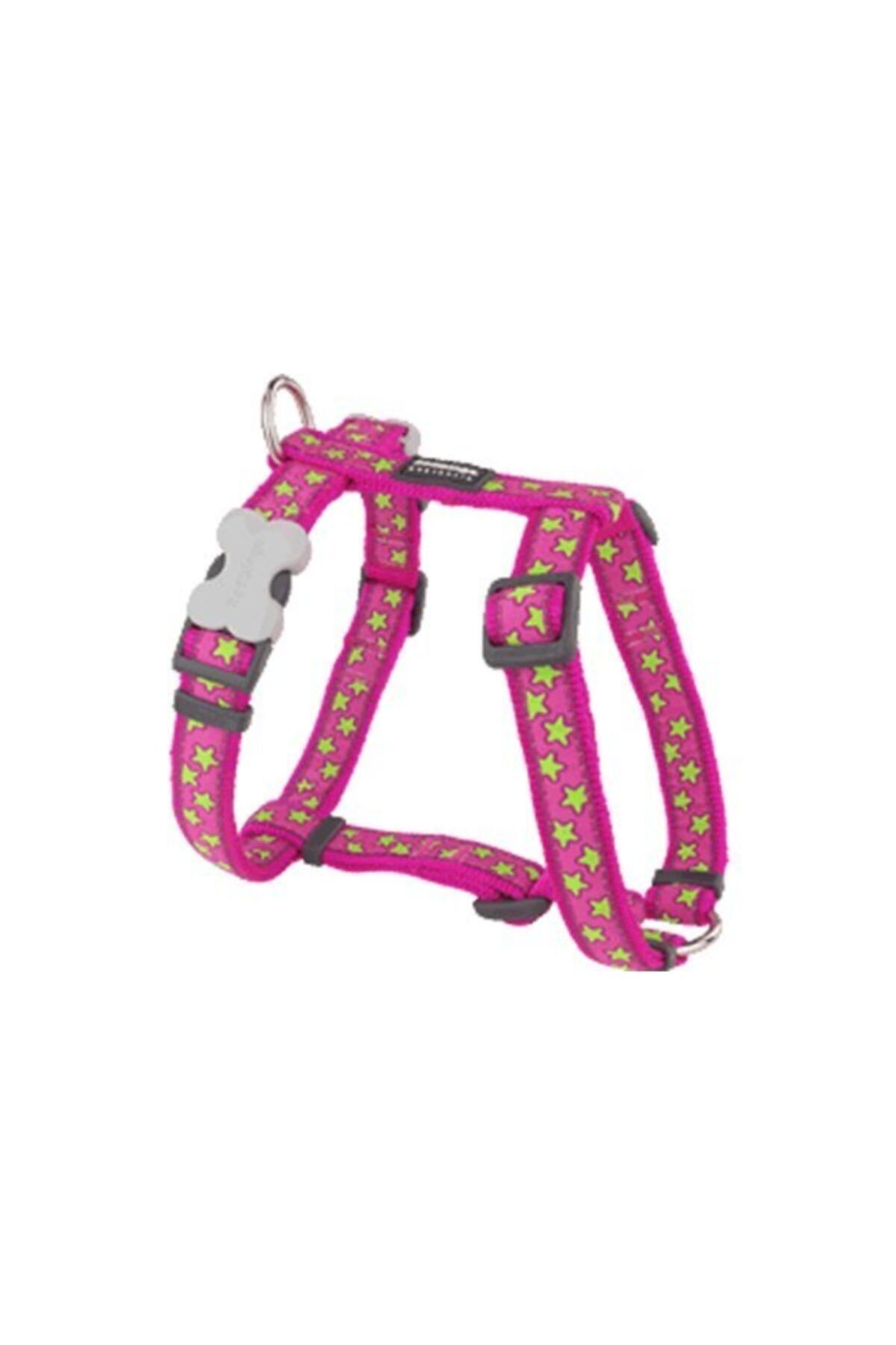 RedDingo Red Dingo Pembe Üzerine Lime Yıldızlı Köpek Göğüs Tasması 20mm