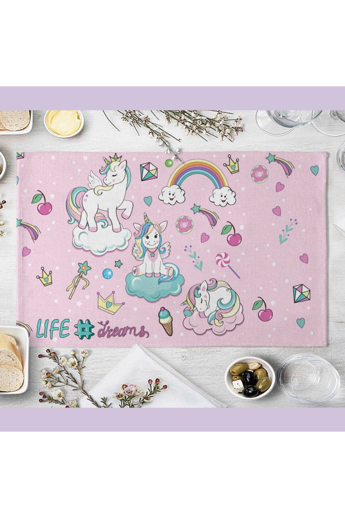dessan home Beslenme Örtüsü Çoçuk Desenli Amerikan Servisi 4'lü Set
