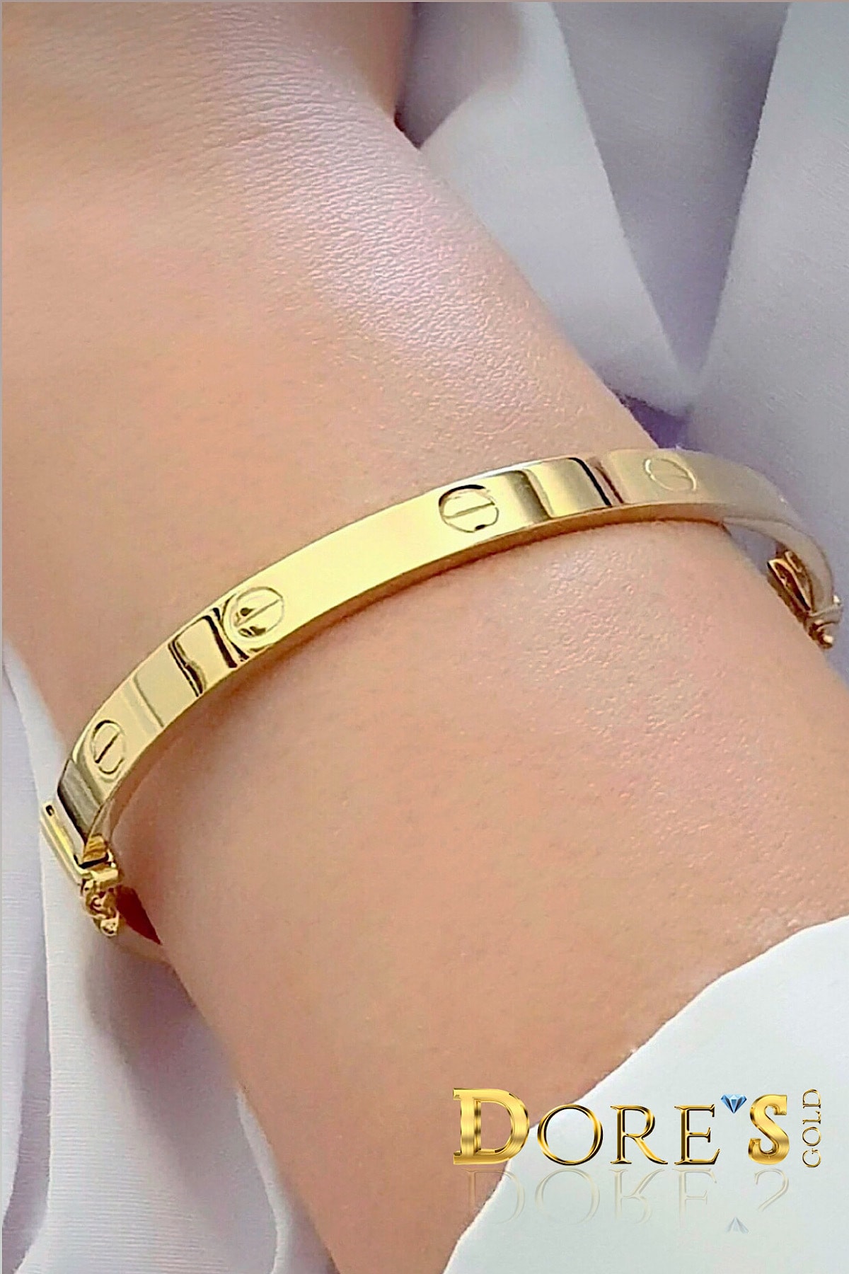 Dores Gold Altın Taşsız Cartier Kelepçe Bilezik