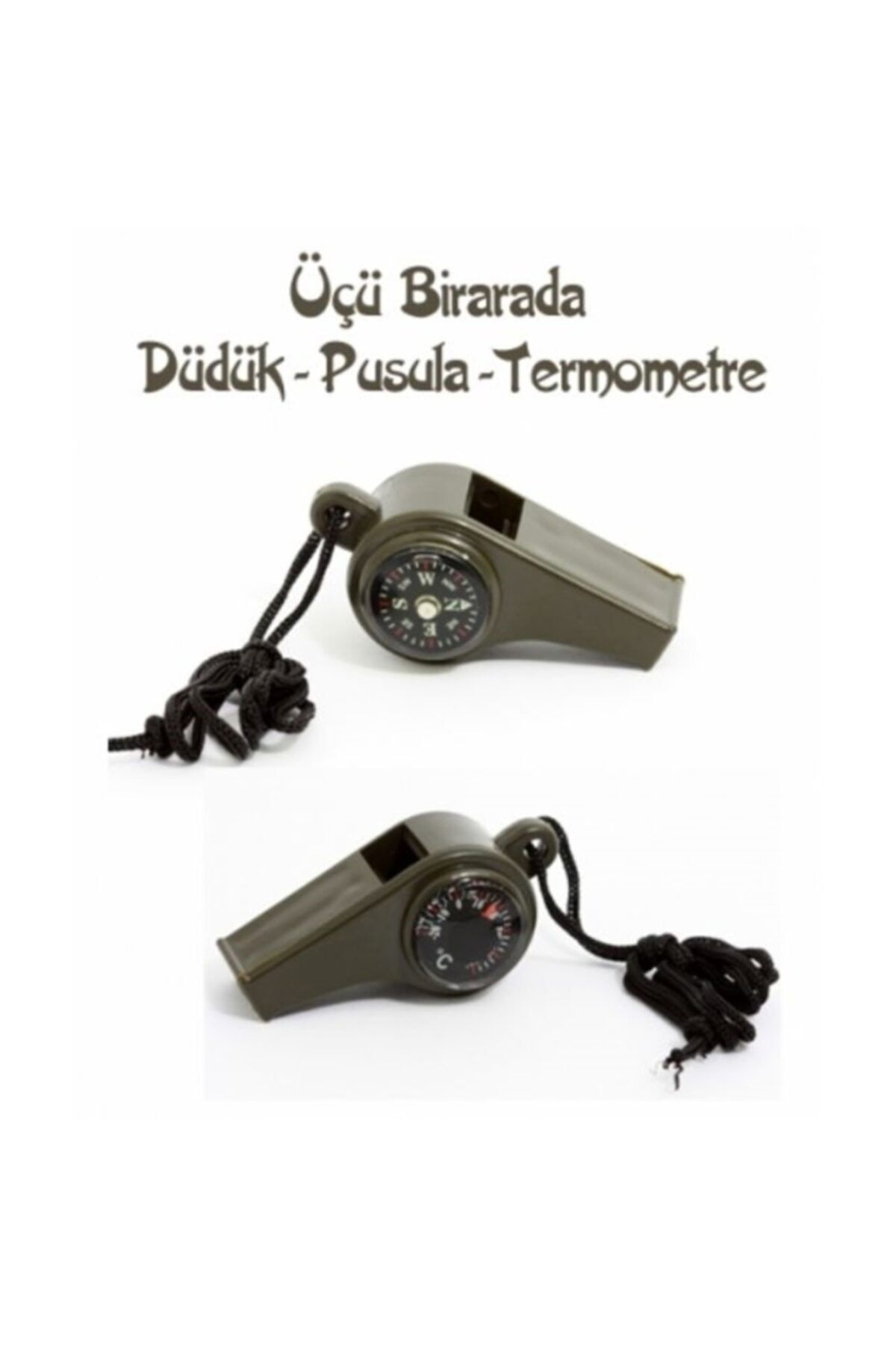 Alpa Store Pusulalı Termometreli Düdük - Survival Askılı Düdük