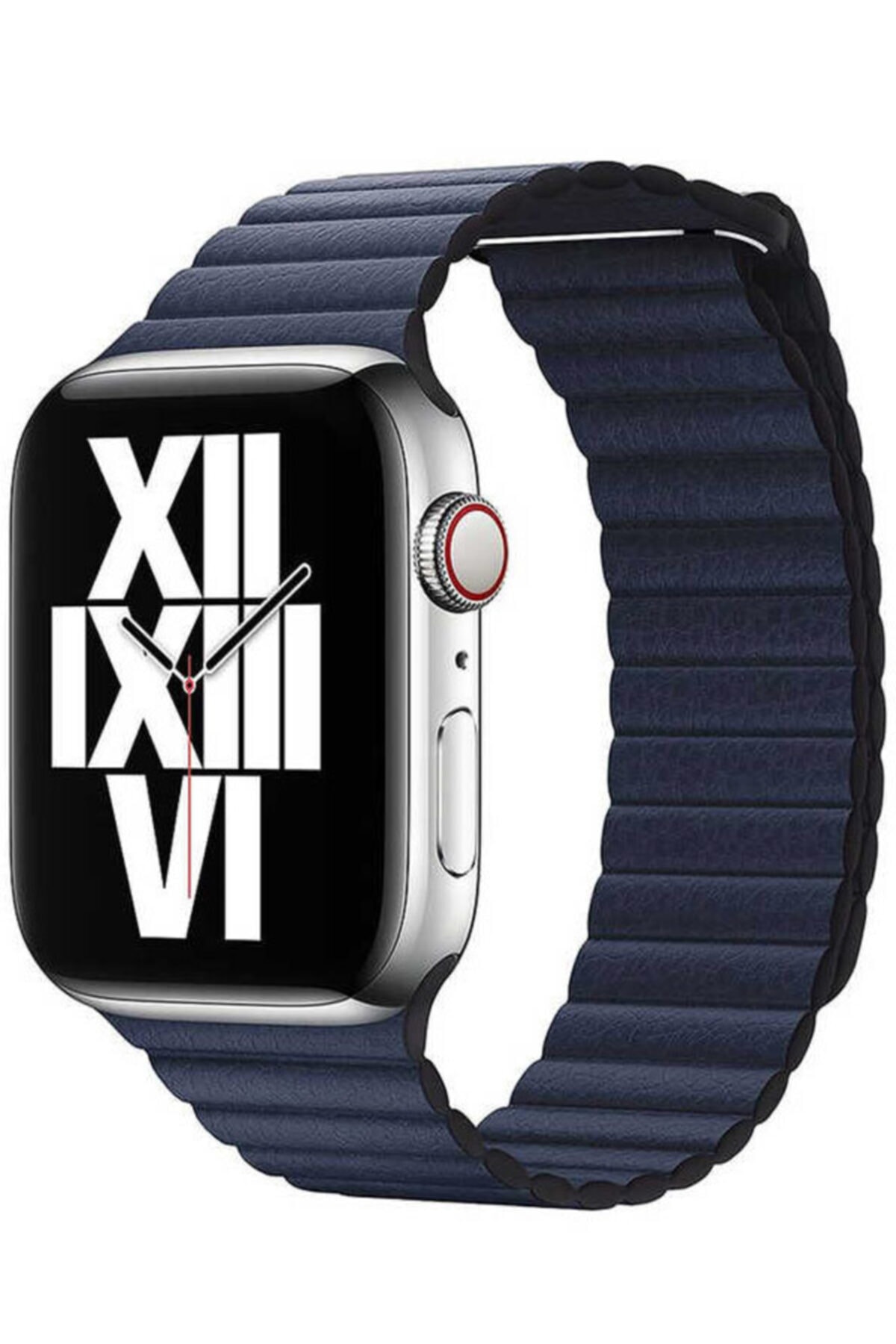 Apple Watch Seri 7 44 Mm Deri Kordon Lacivert Ve Popsocket