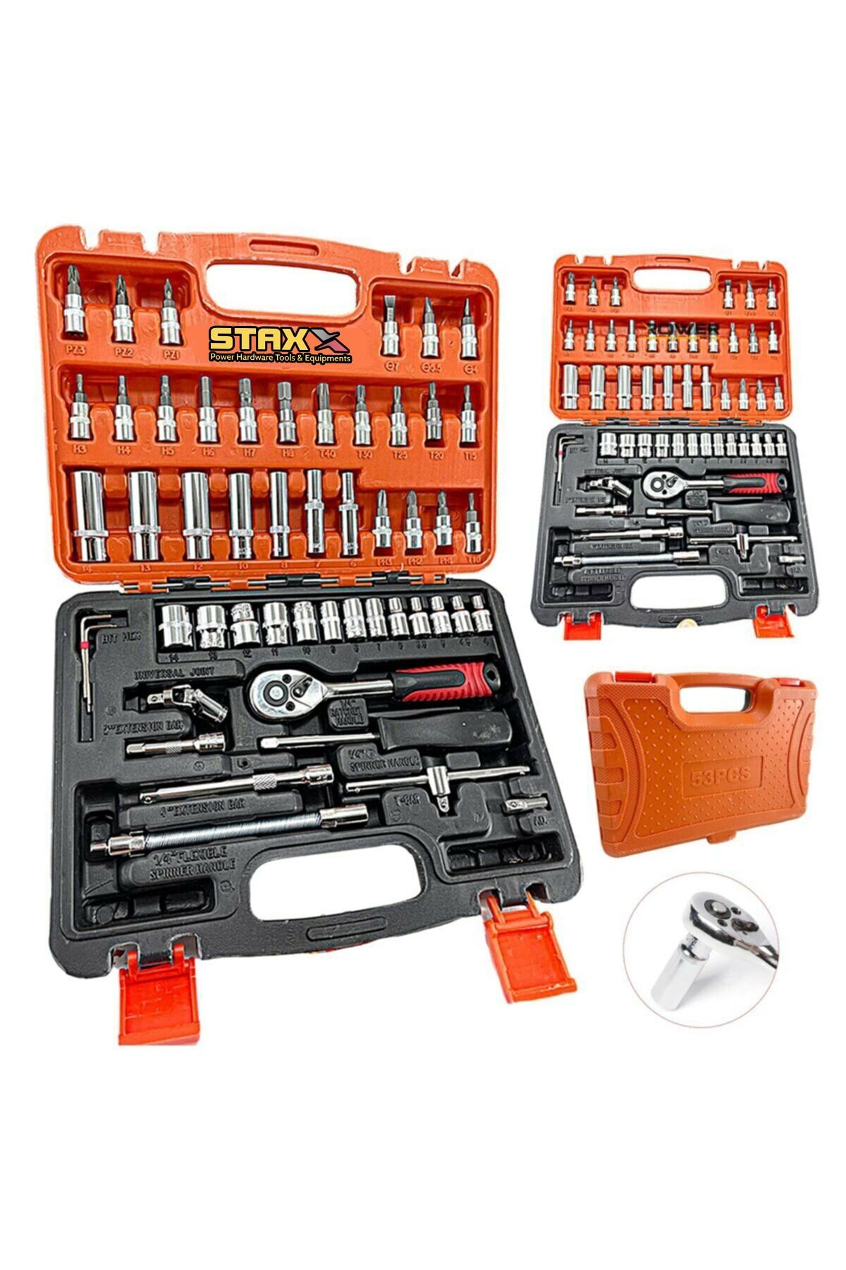 STAXX POWER Germany Cr-v Max 1/4 Cırcırlı 53 Parça Lokma Anahtar Takımı Bits Uç Seti Tam Set