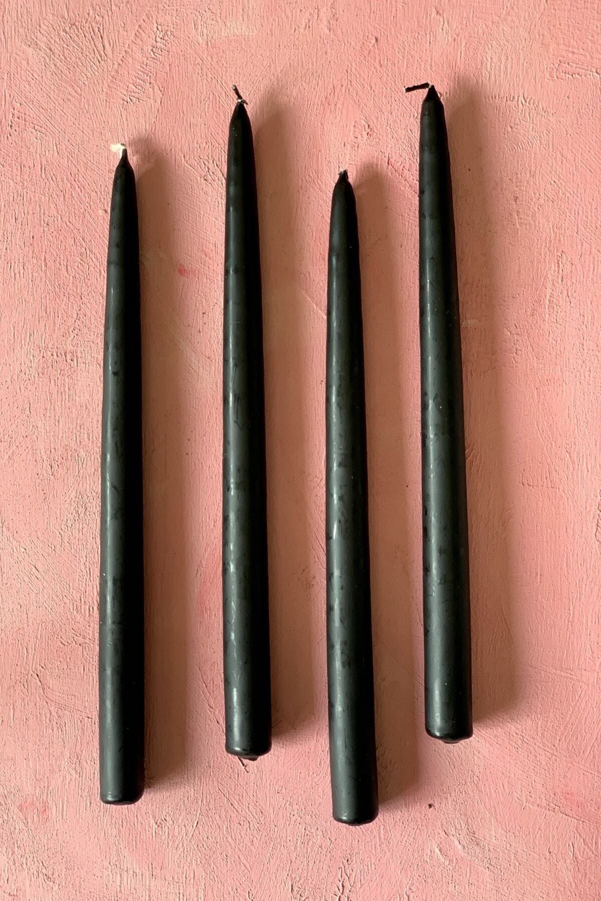 Gizemli Home 4 Lü Set Siyah Şamdan Mumu