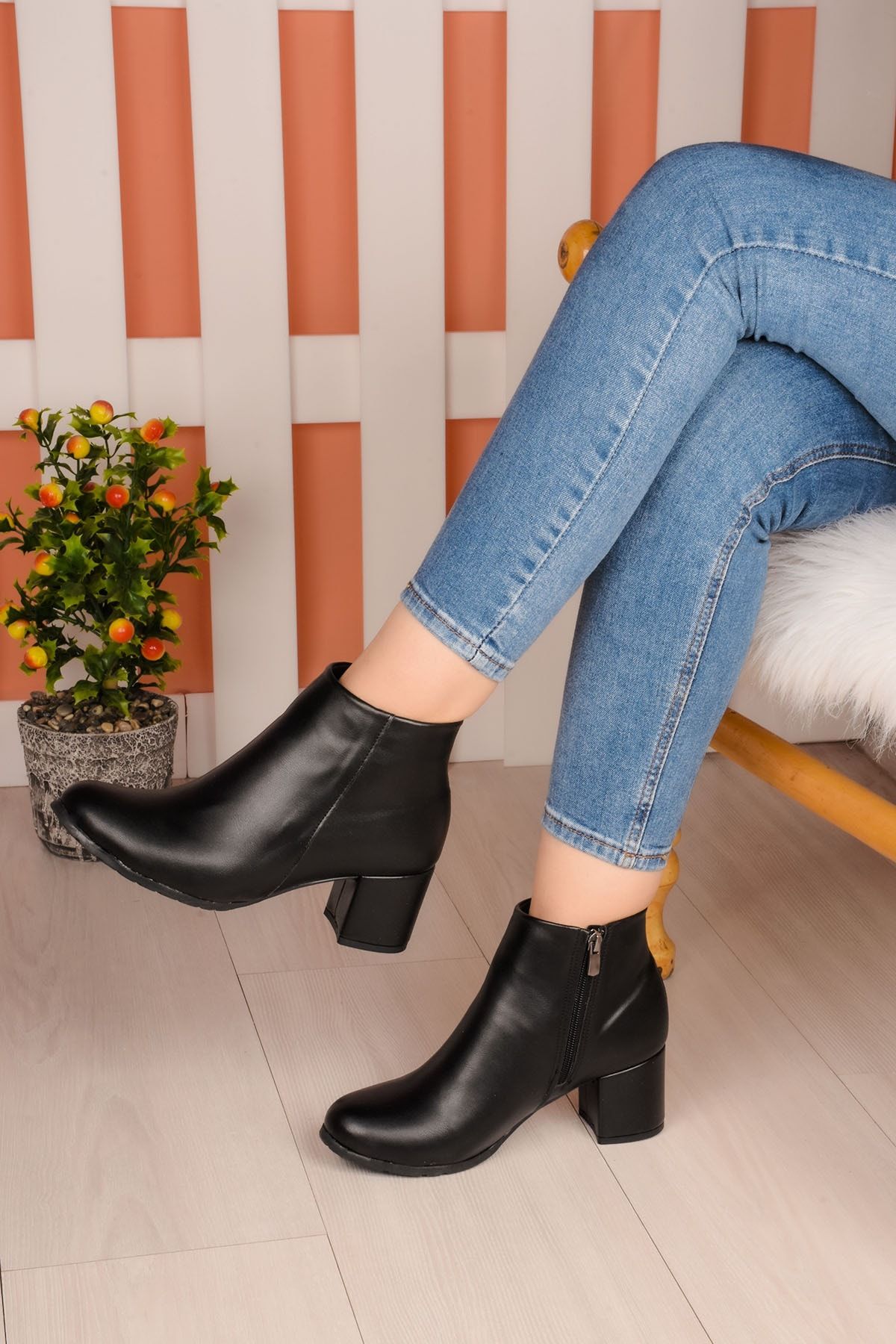 Rimex Kadın 5cm Topuklu Şık Bot Botie Rm10070