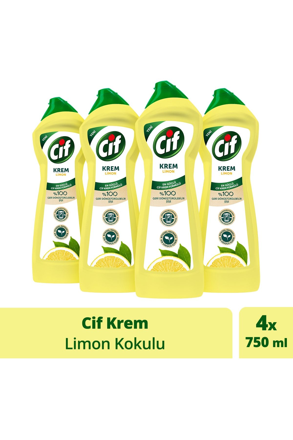 Cif Krem Limon Kokulu 750 ml - 4'lü Paket