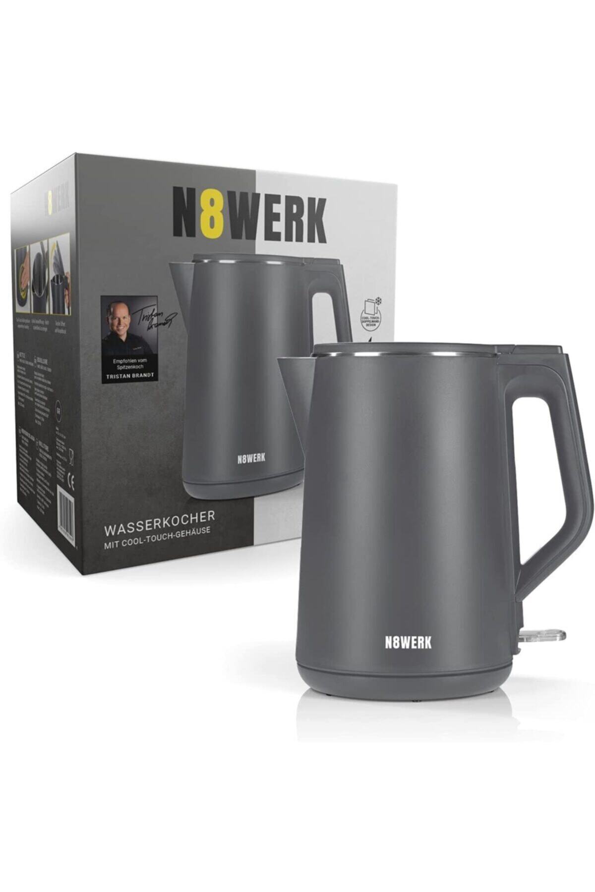 N8WERK Nordic Grey Edition Su Isıtıcısı  Kapasite 1,5 Litre Çift Duvarlı Tasarım 2200 Watt,